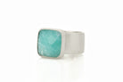 Thick Wide Amazonite Square Gemstone Gold Ring Rings Anemone Limited