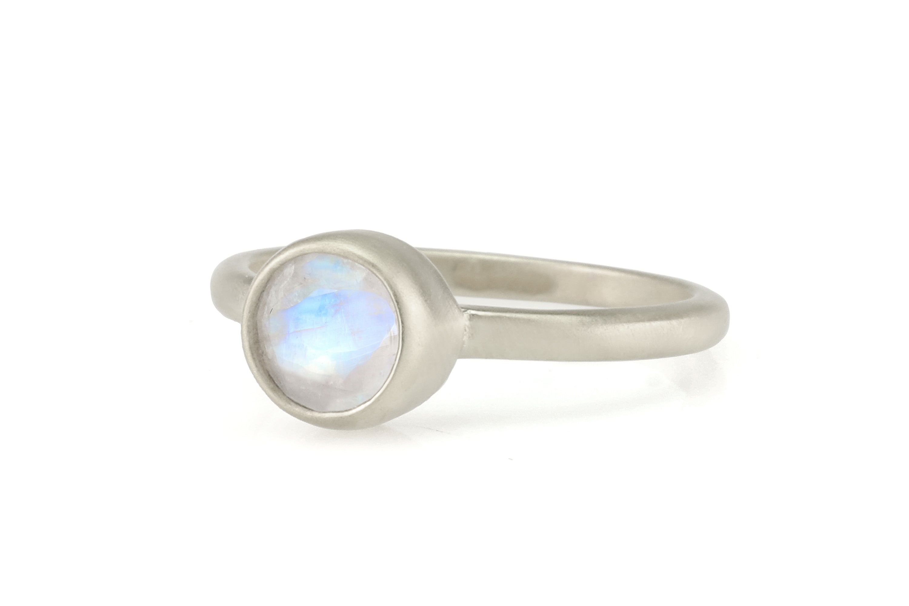 14k Gold Stack Ring with Rainbow Moonstone Rings Anemone Limited
