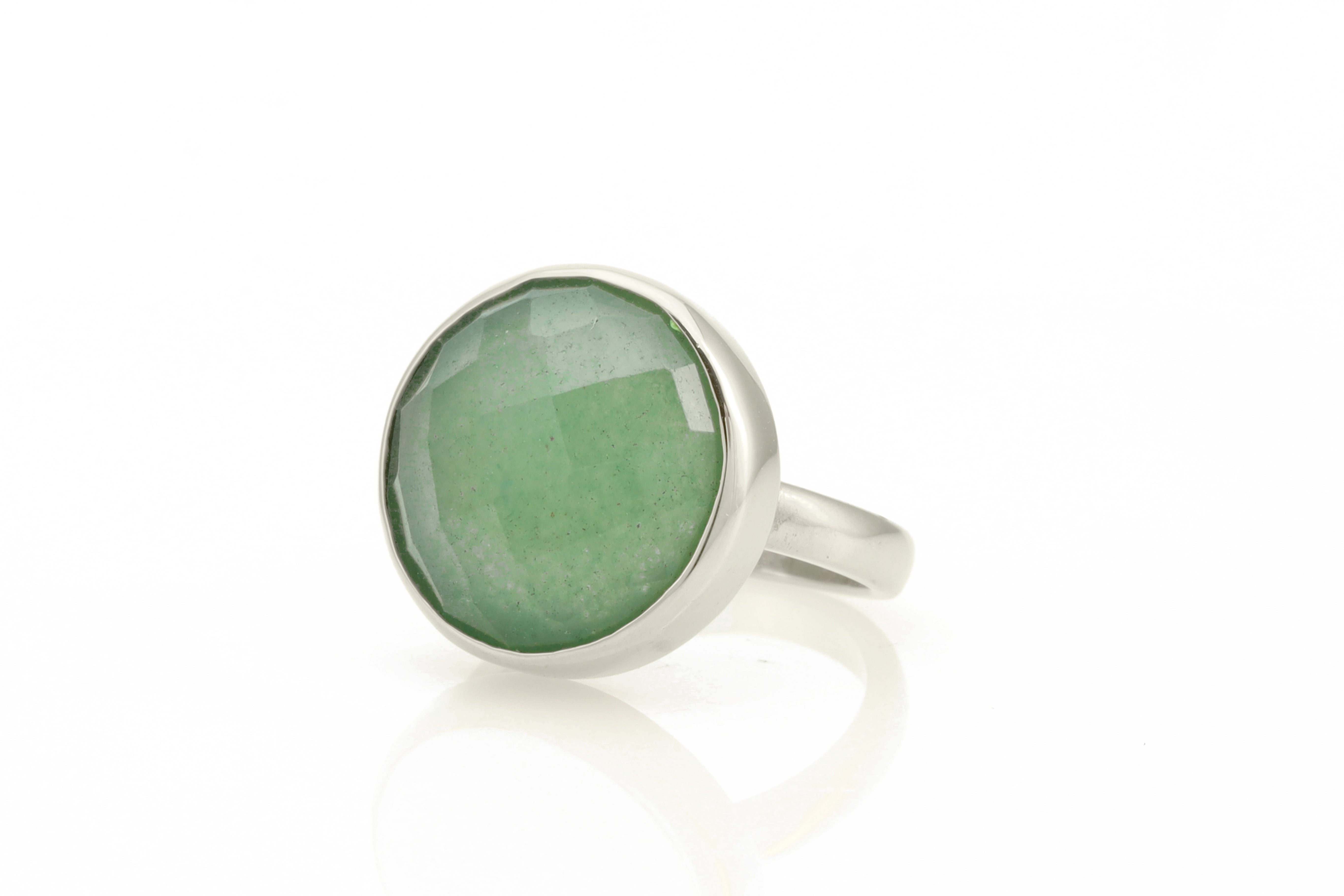 Large Bezel Set Aventurine Statement Ring in Gold Rings Anemone Limited