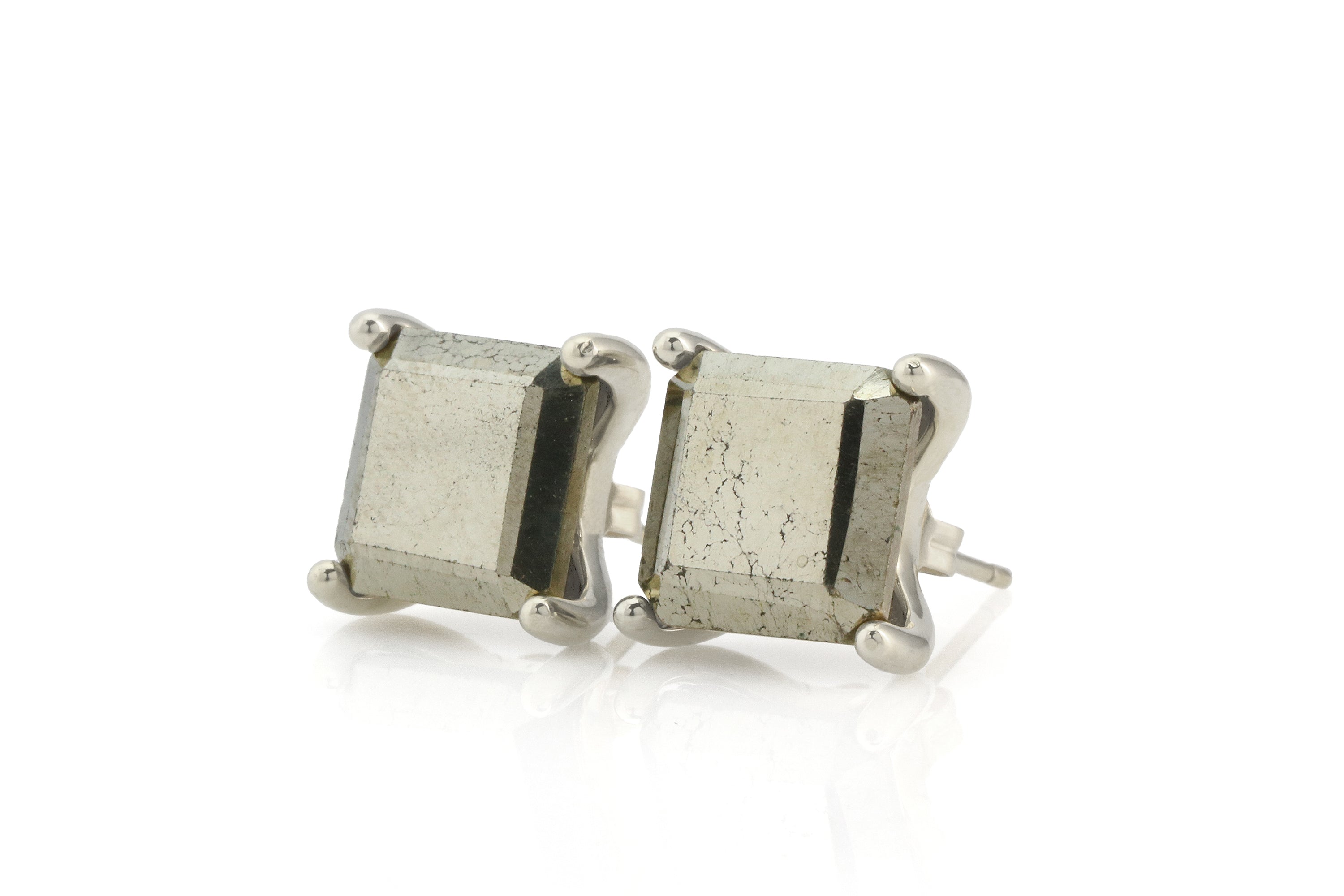 Square Pyrite Stone Gold Earrings Earrings Anemone Unique