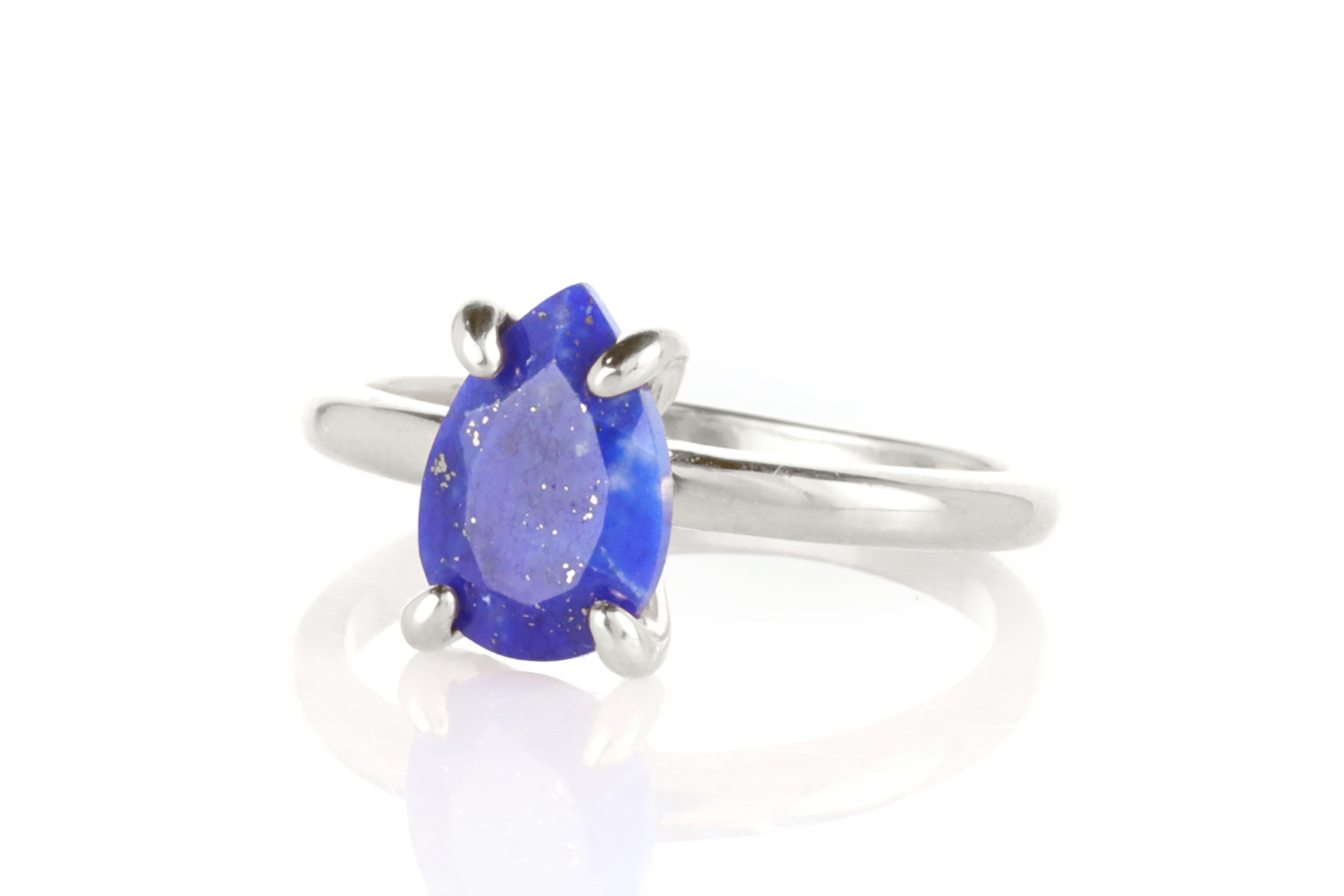 Eye-Catching Pear Lapis Lazuli Silver Ring Rings Anemone Unique