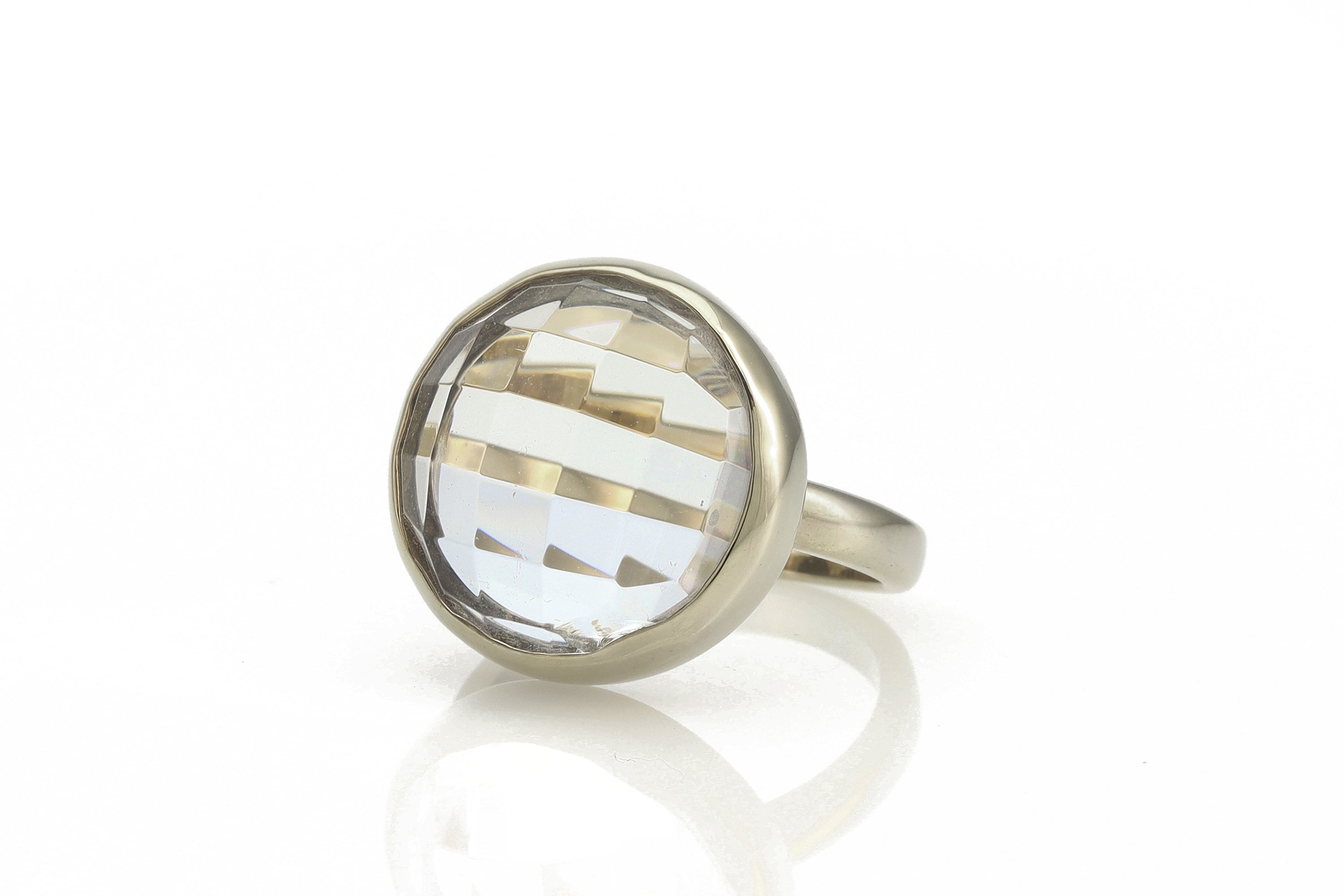 Simple Statement Clear Crystal Quartz Bezel Set Ring Rings Anemone Limited