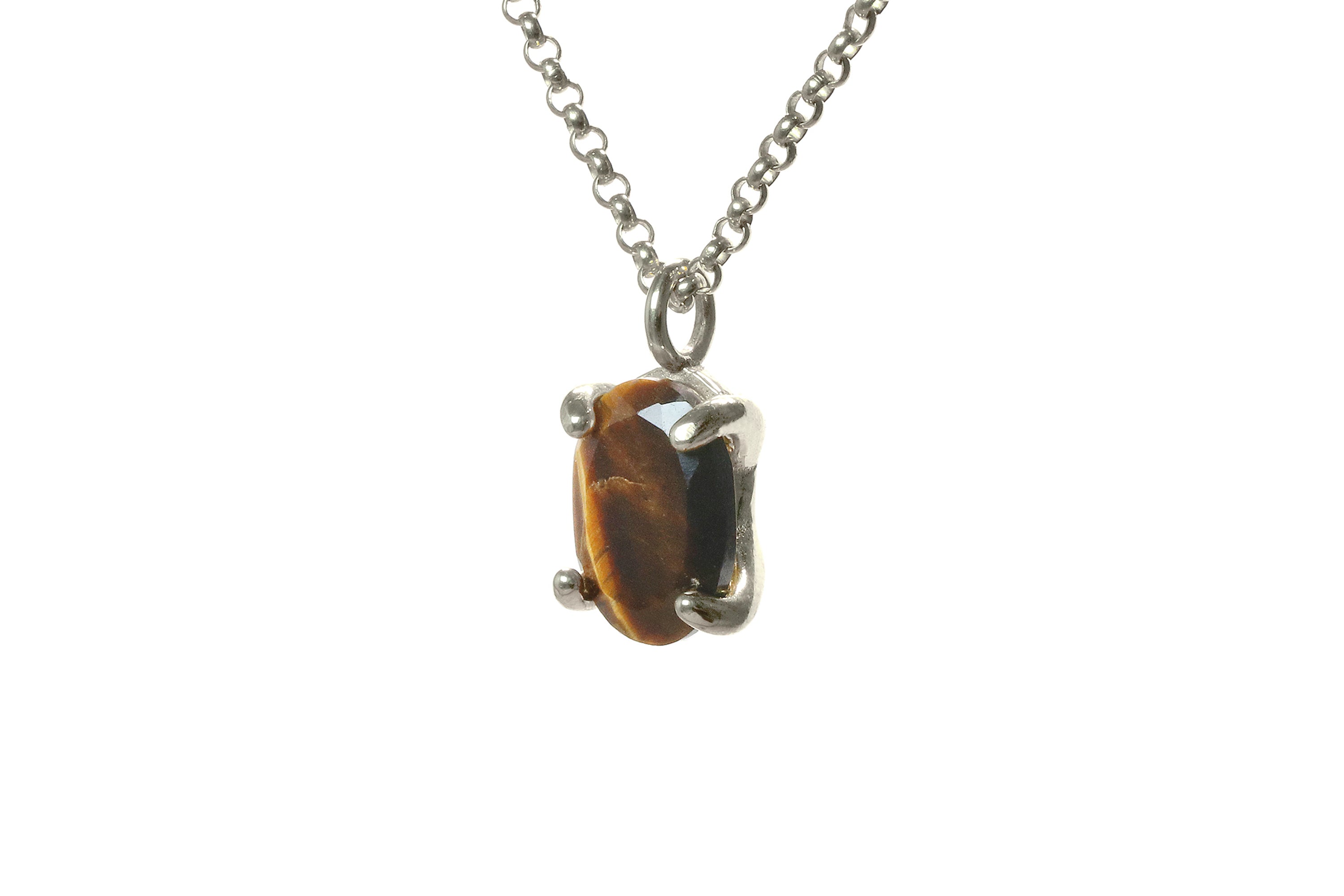Brown Tiger Eye Gold Necklace necklaces Anemone Unique