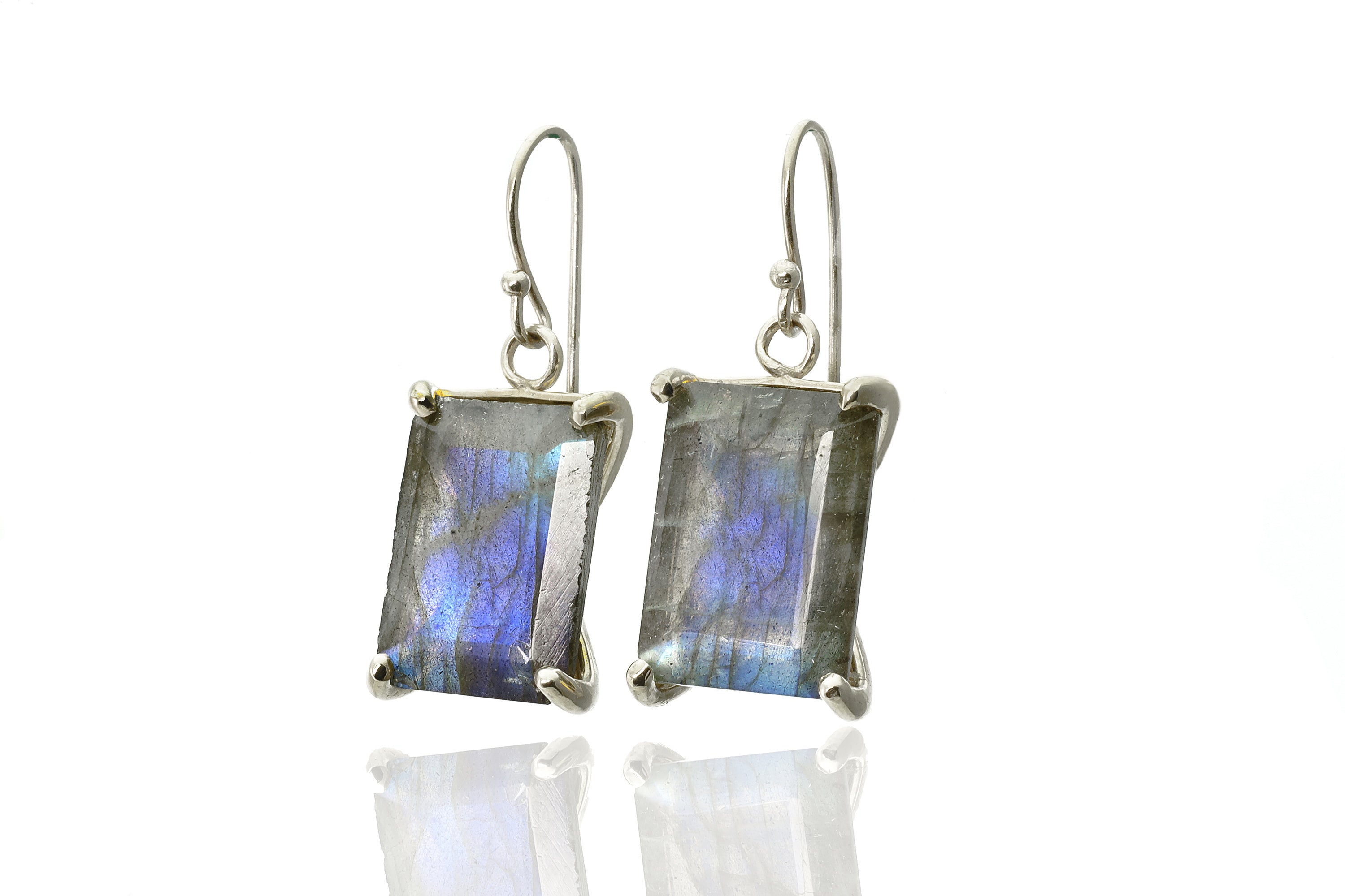 Sterling Silver Bridal Long Labradorite Dangle Earrings Earrings Anemone Jewelry