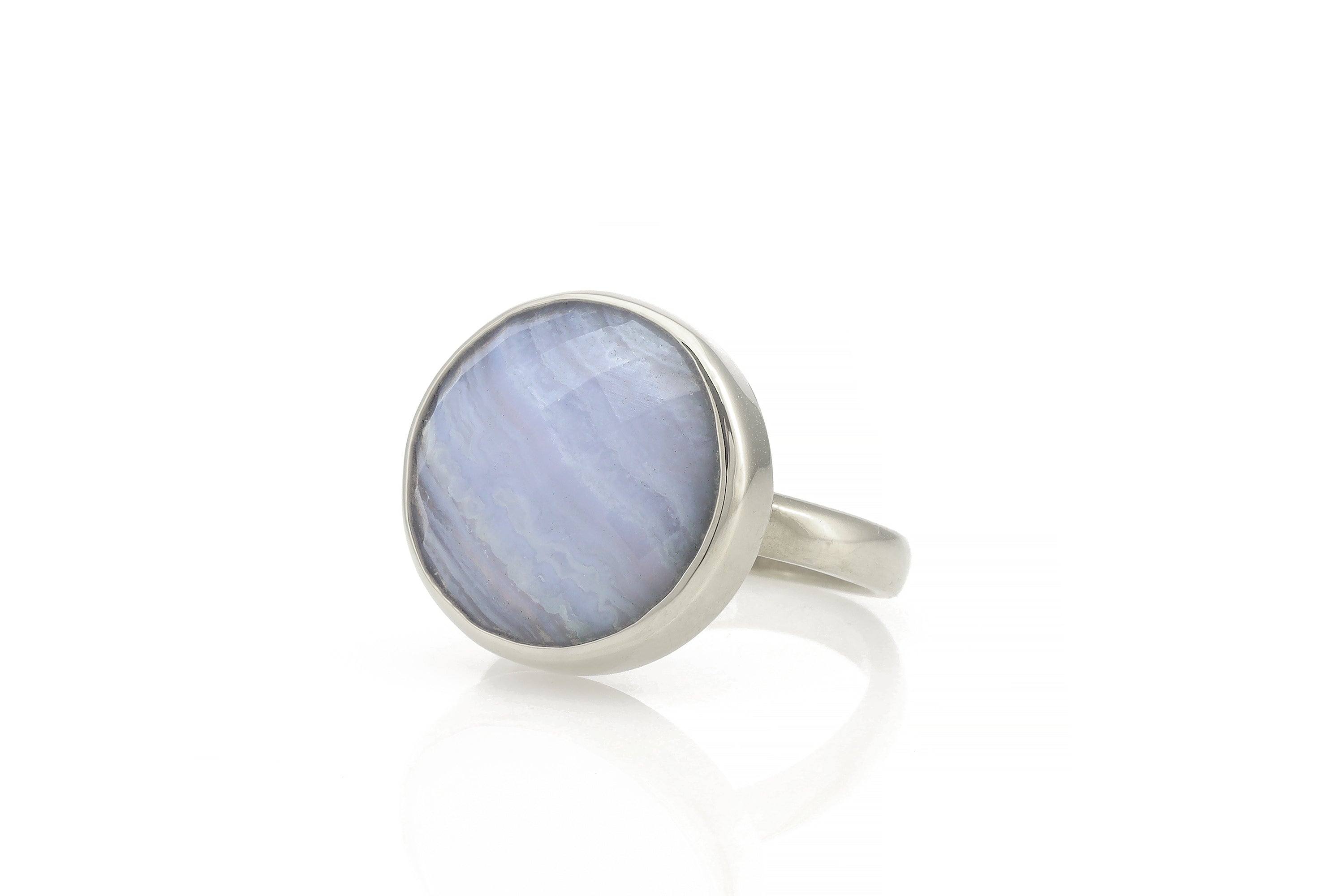 Unique Bezel Set Blue Lace Agate Ring in Gold Rings Anemone Limited