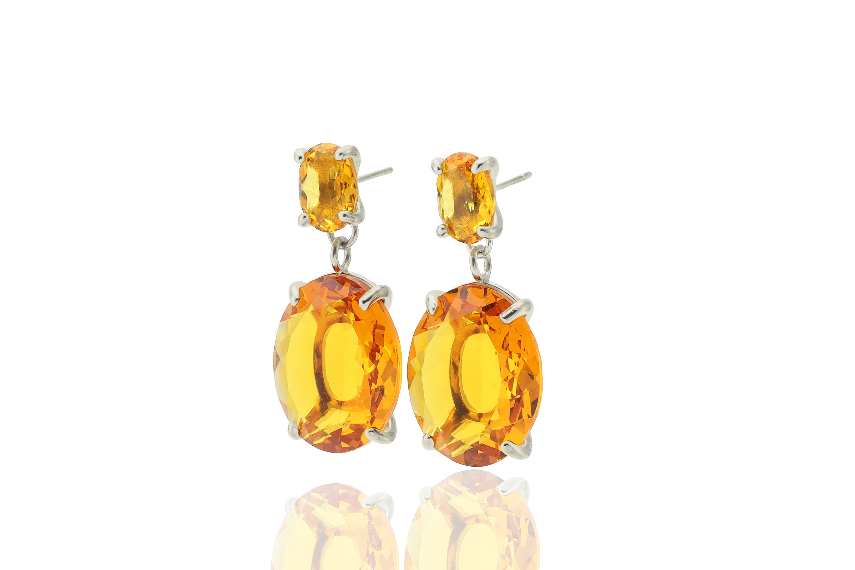 Handmade Multi-Stone Citrine Oval Cut Gold Earrings Earrings Anemone Jewelry