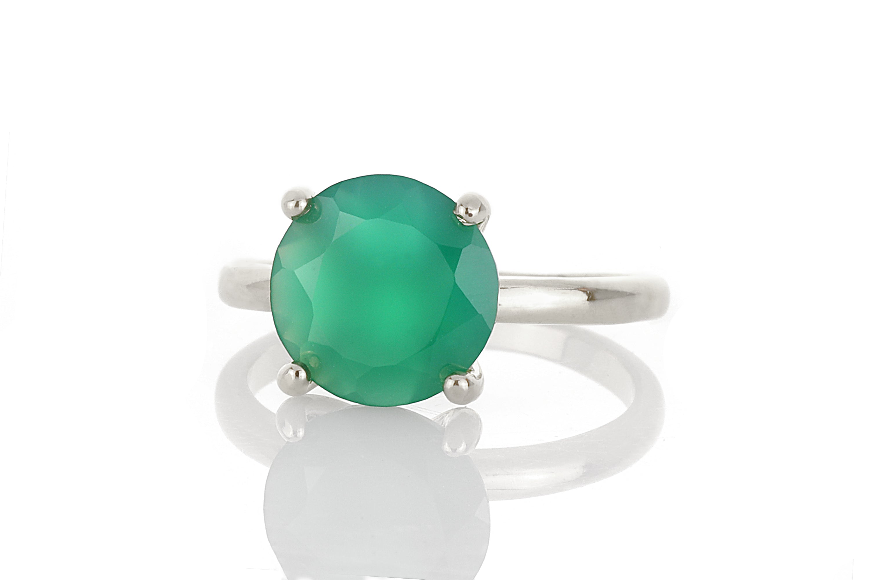 Sterling Silver Green Onyx Ring Rings Anemone Unique