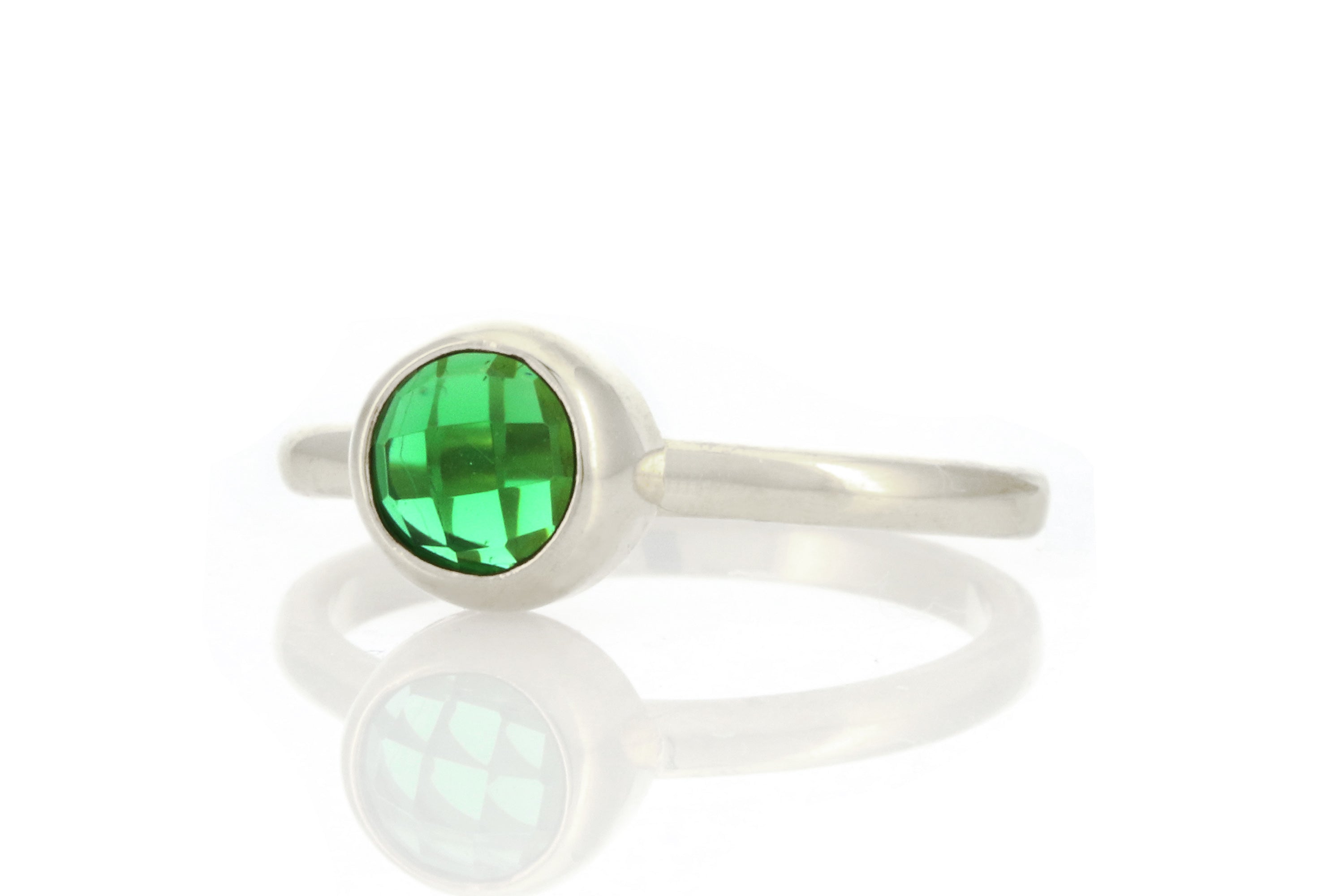 Delicate Round Cut Emerald Gold Ring Rings Anemone Limited