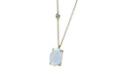 Long Gold Oval Moonstone Pendant with Small Cubic Zirconia Stone necklaces Anemone Jewelry