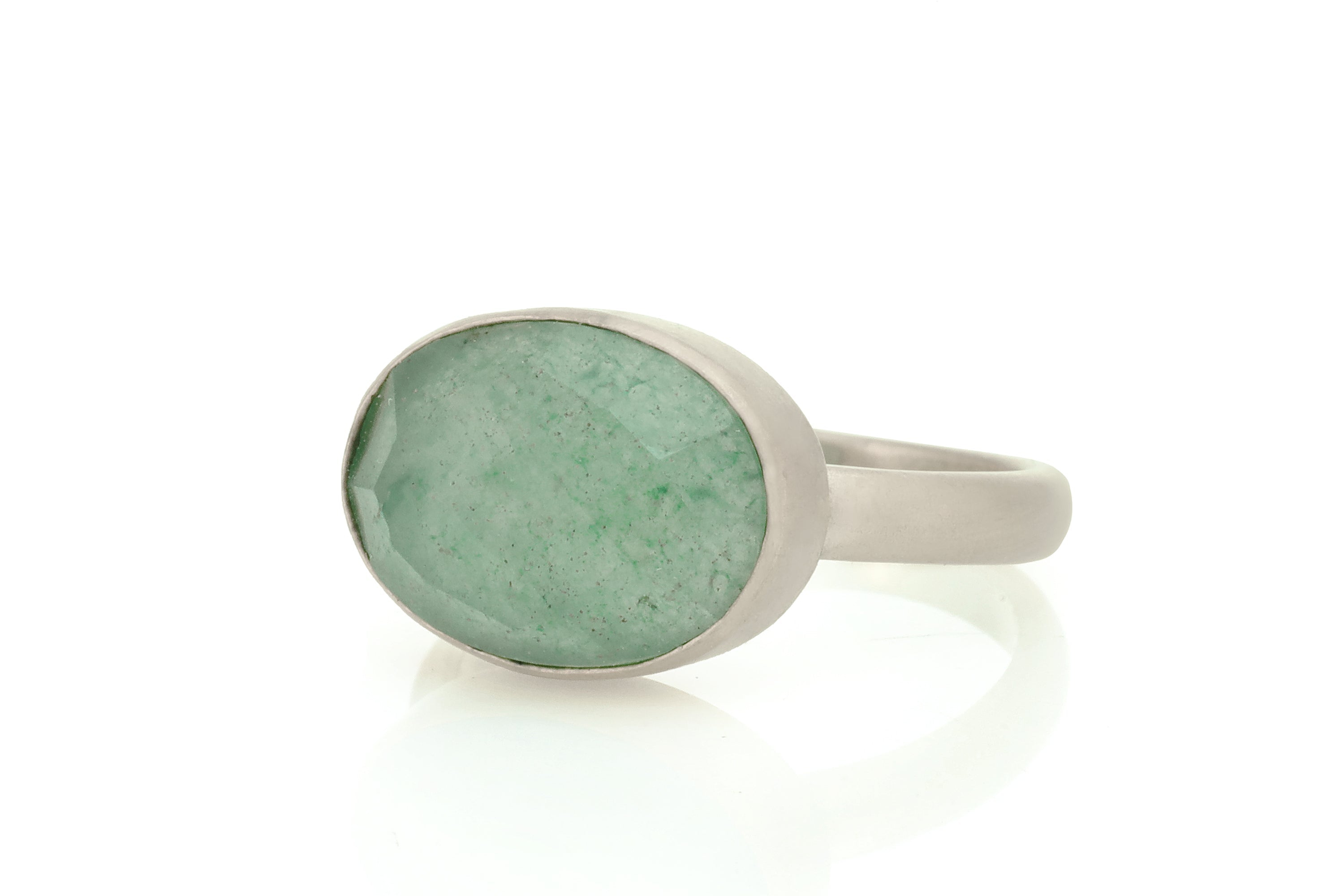 Brushed Gold Green Aventurine Ring Rings Anemone Limited