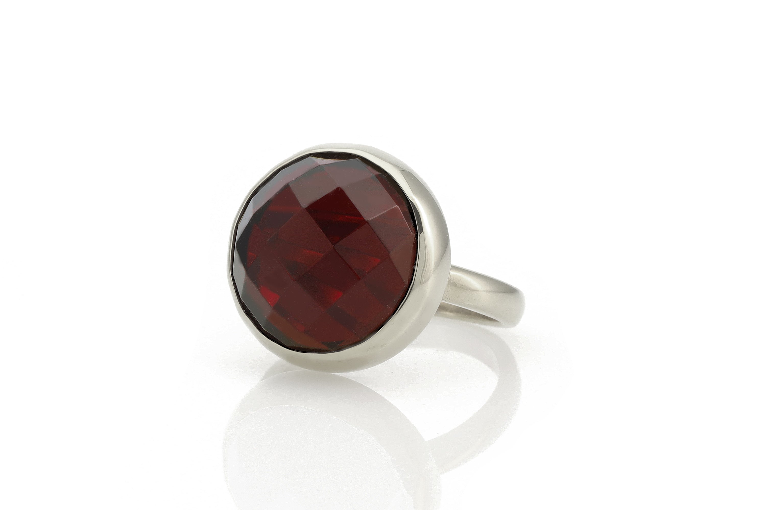 Delicate Garnet Bezel Set Gold Stackable Ring Rings Anemone Limited