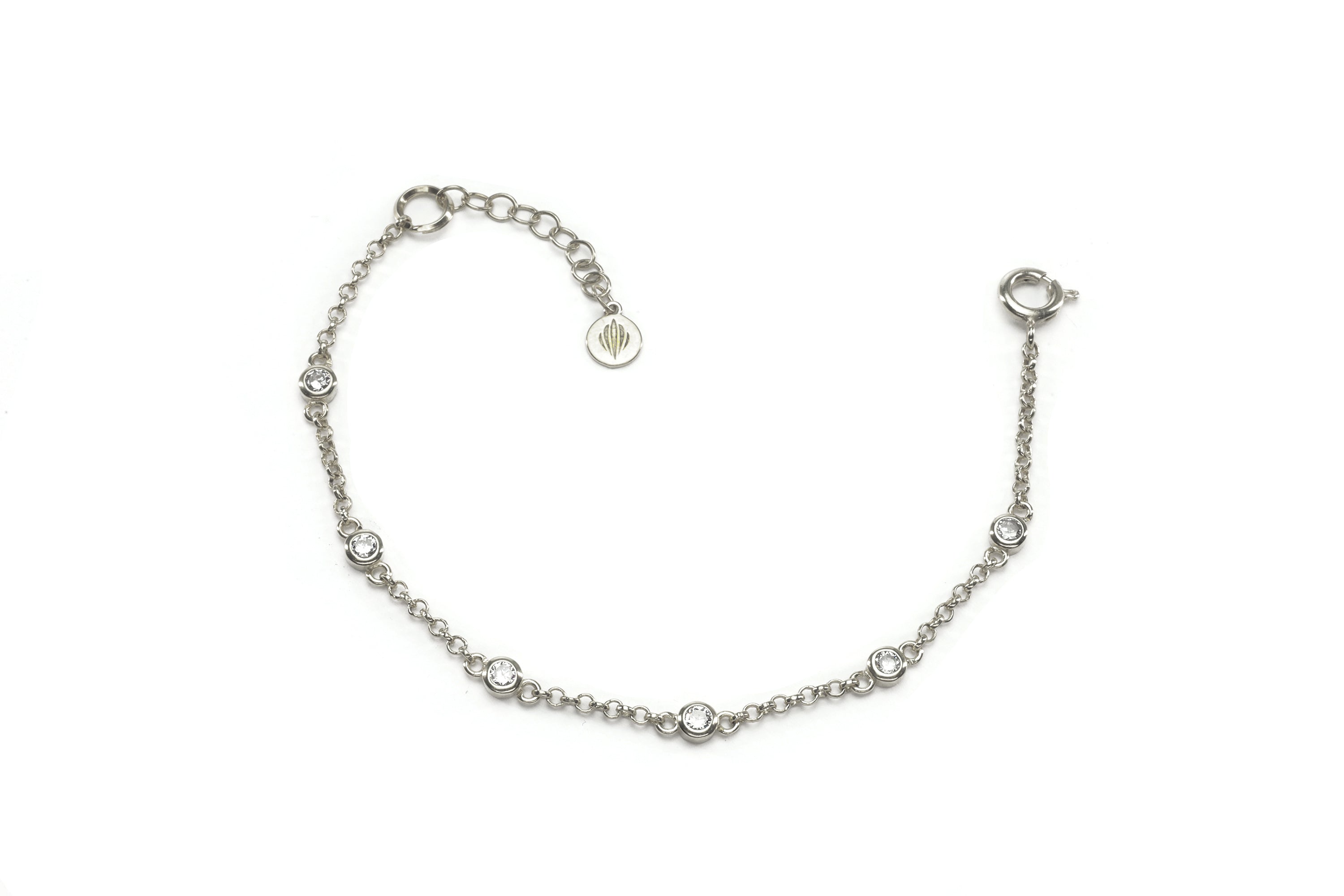 Minimalist Gold Chain Bracelet with Cubic Zirconia Charms Bracelets Anemone Unique