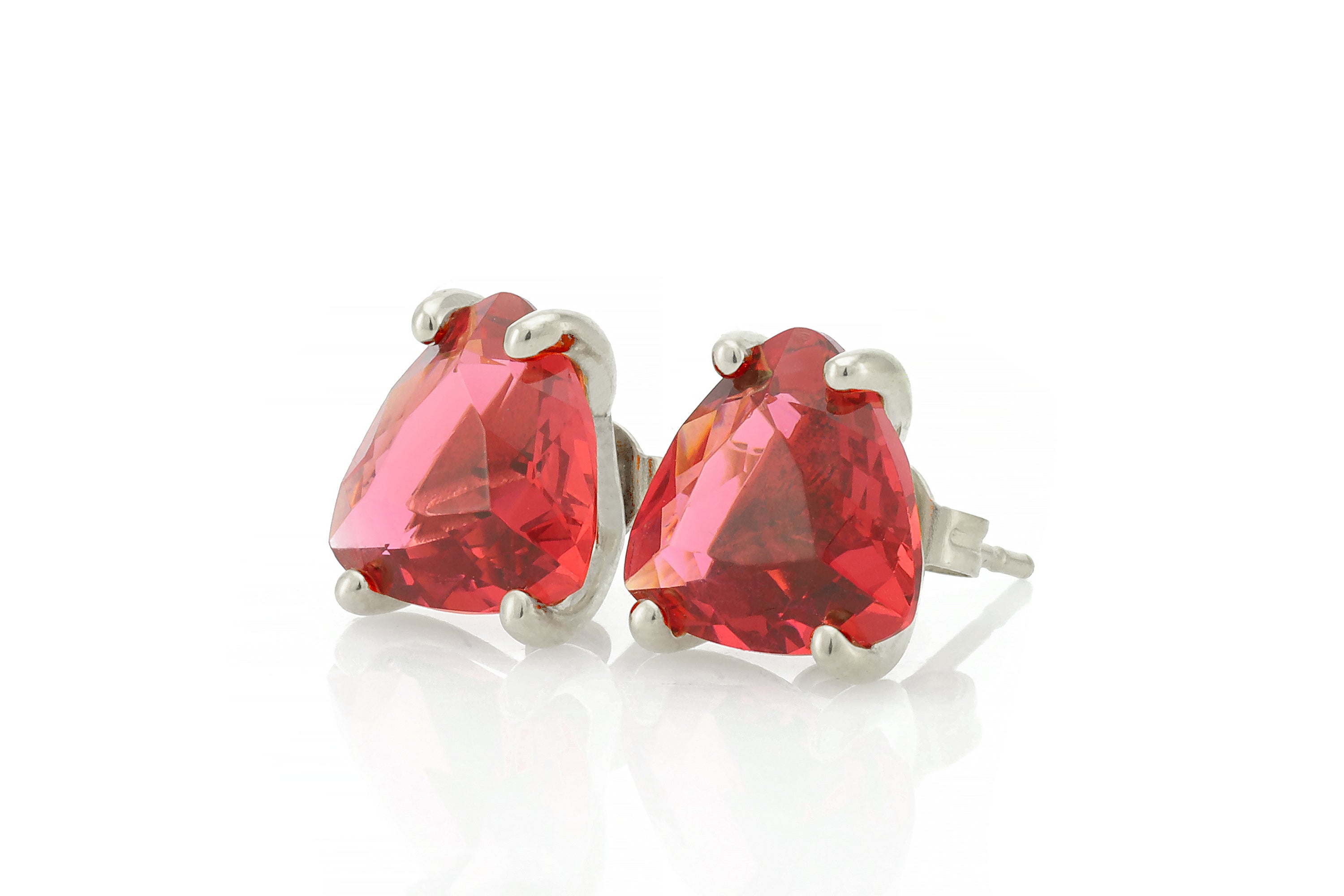 Trillion Cut Pink Tourmaline Gold Earrings Earrings Anemone Unique