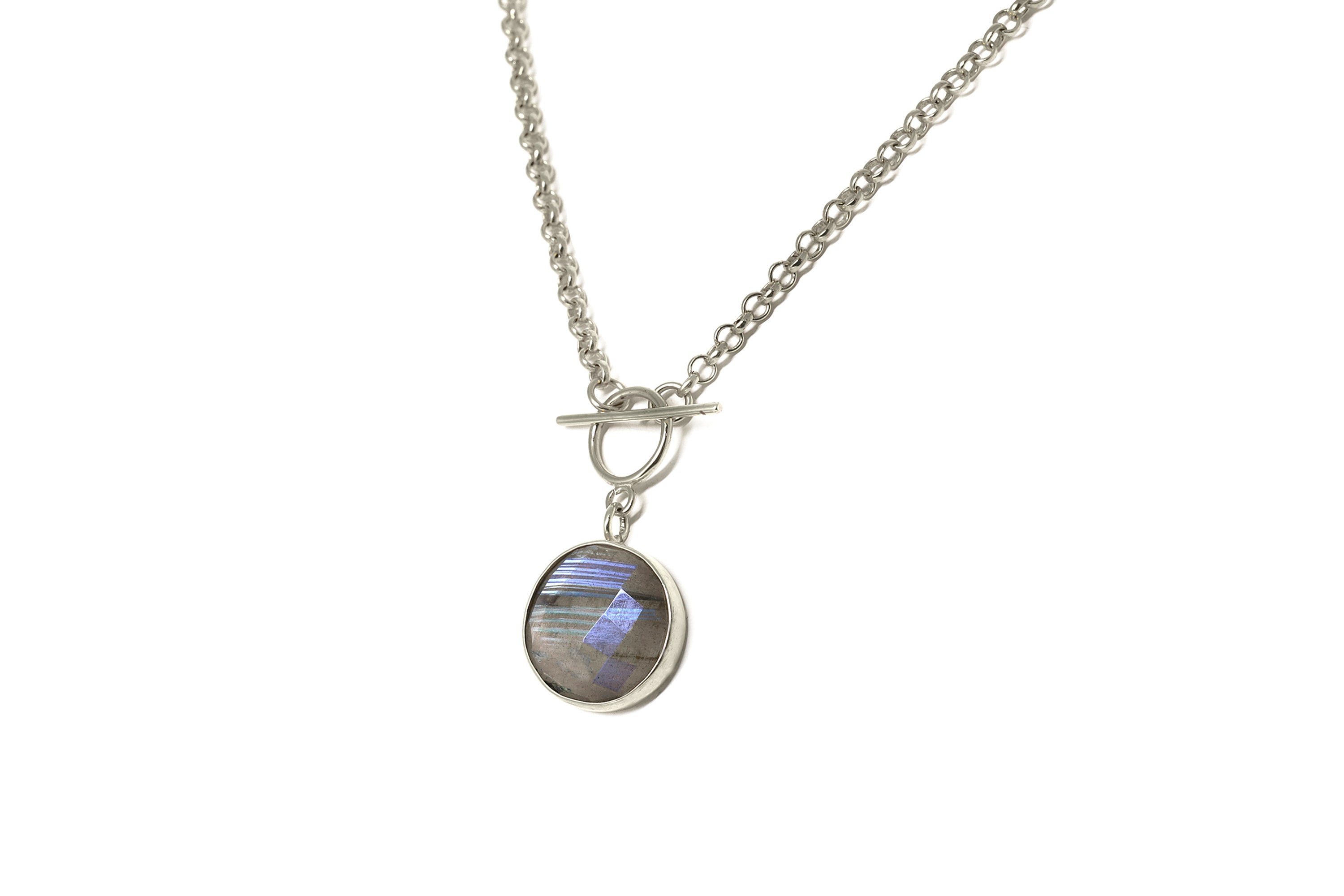 Mixed Flash Labradorite Bezel Set Toggle Clasp Gold Necklace necklaces Anemone Limited