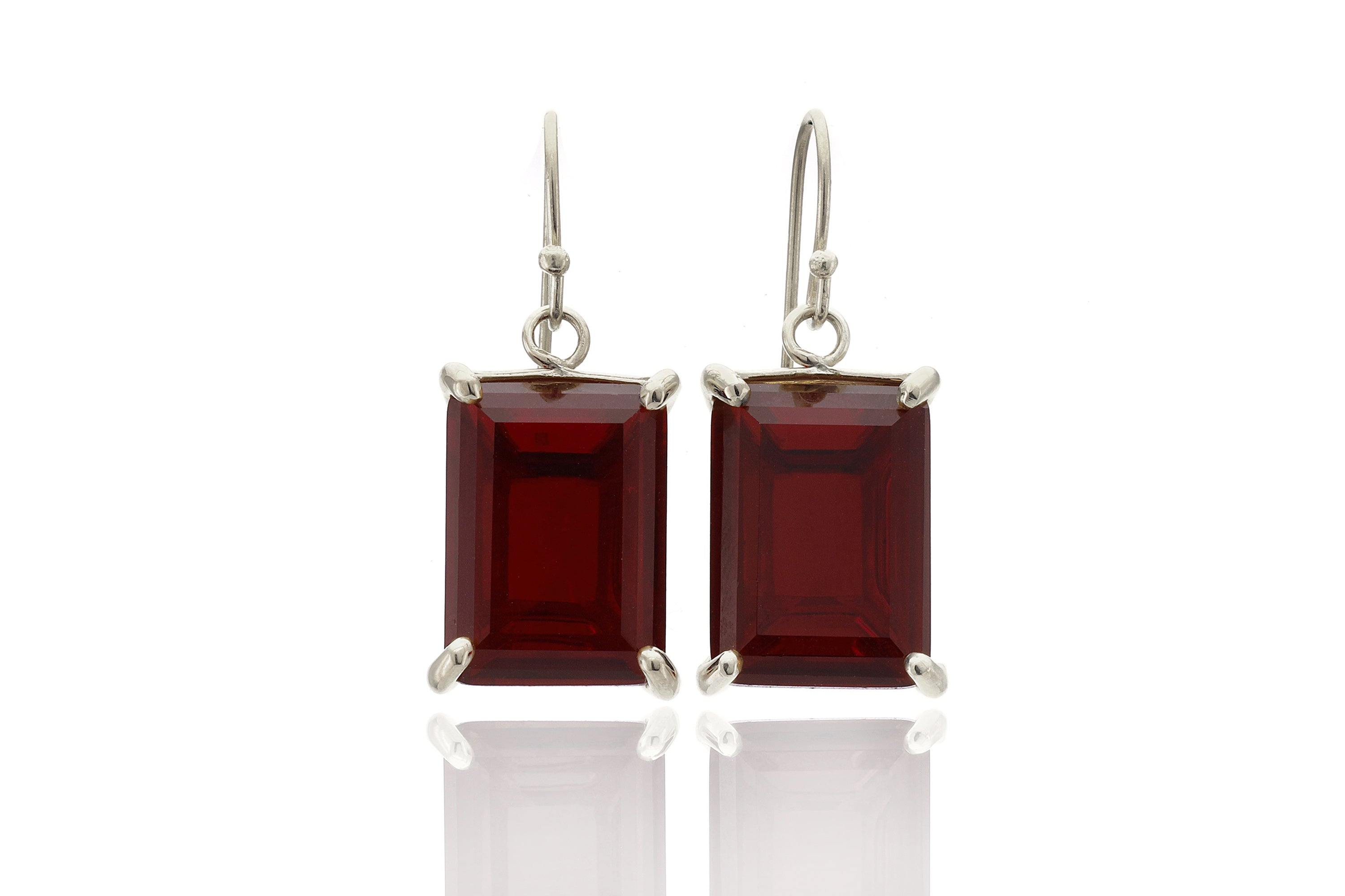 Rectangular Garnet Gold Dangle Earrings Earrings Anemone Jewelry