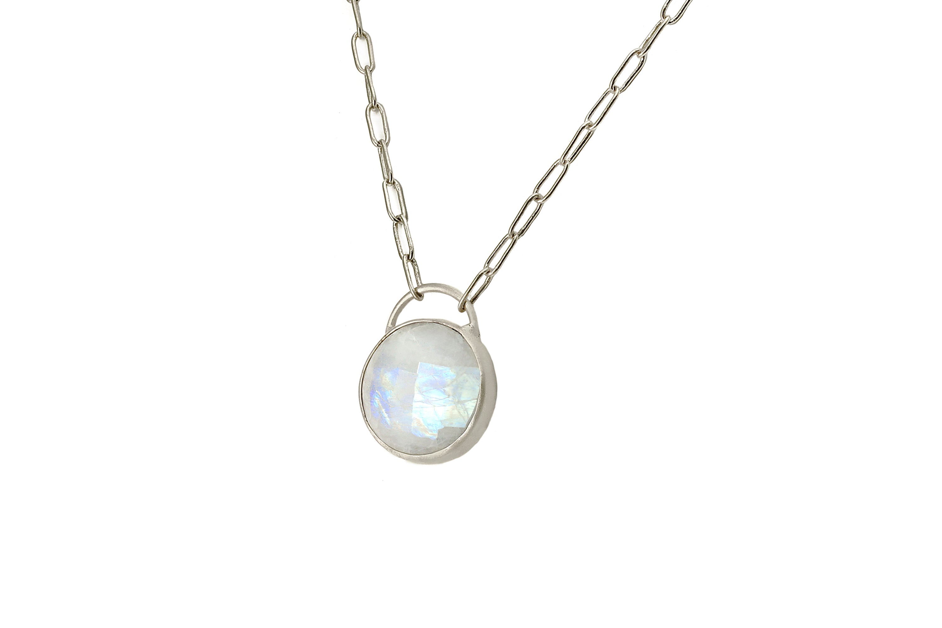 Chic Bezel Set Gold Purse Inspired Moonstone Pendant Necklace necklaces Anemone Limited