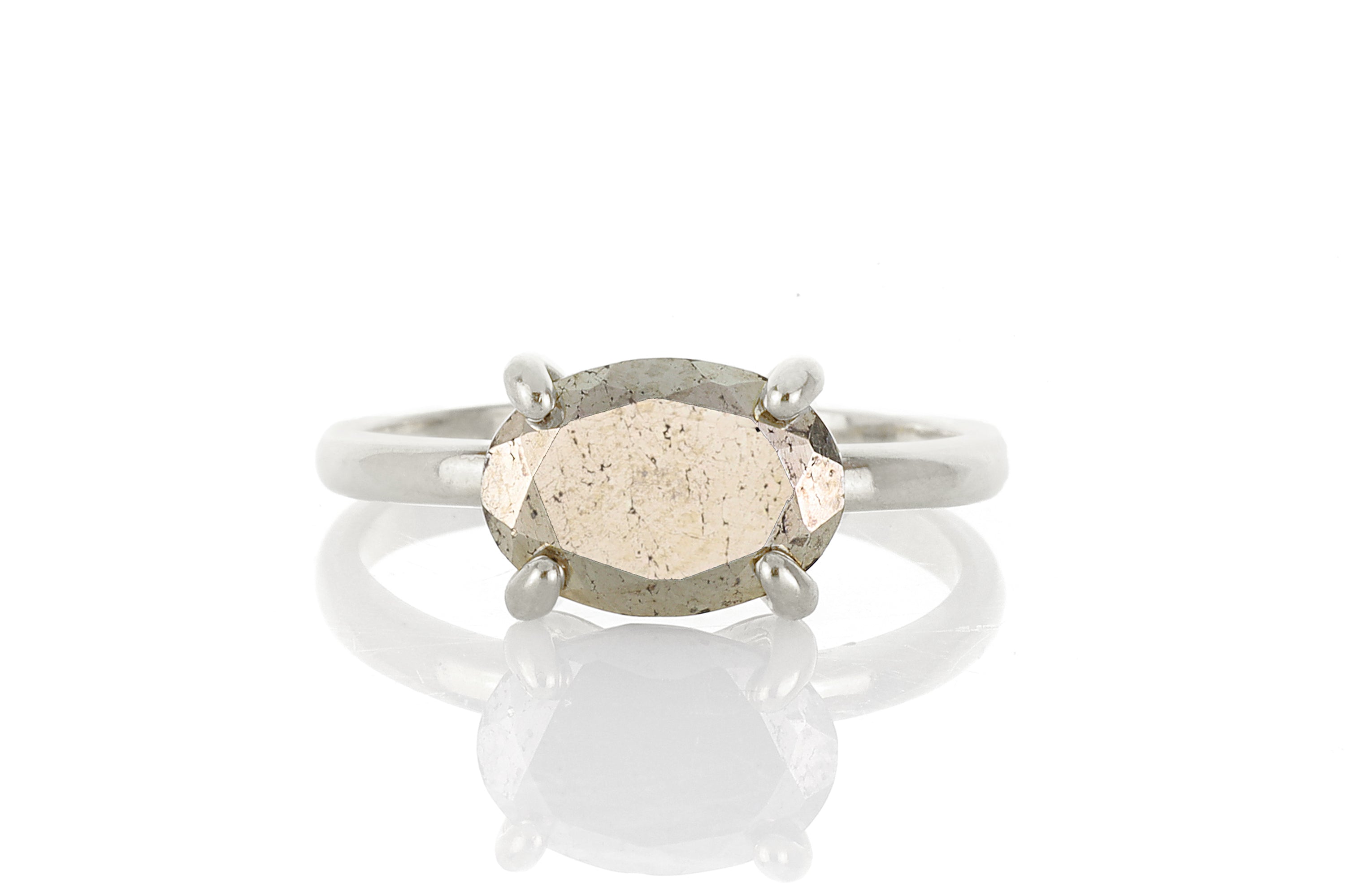 Stackable Gold Cocktail Oval Cut Pyrite Gemstone Ring Rings Anemone Unique