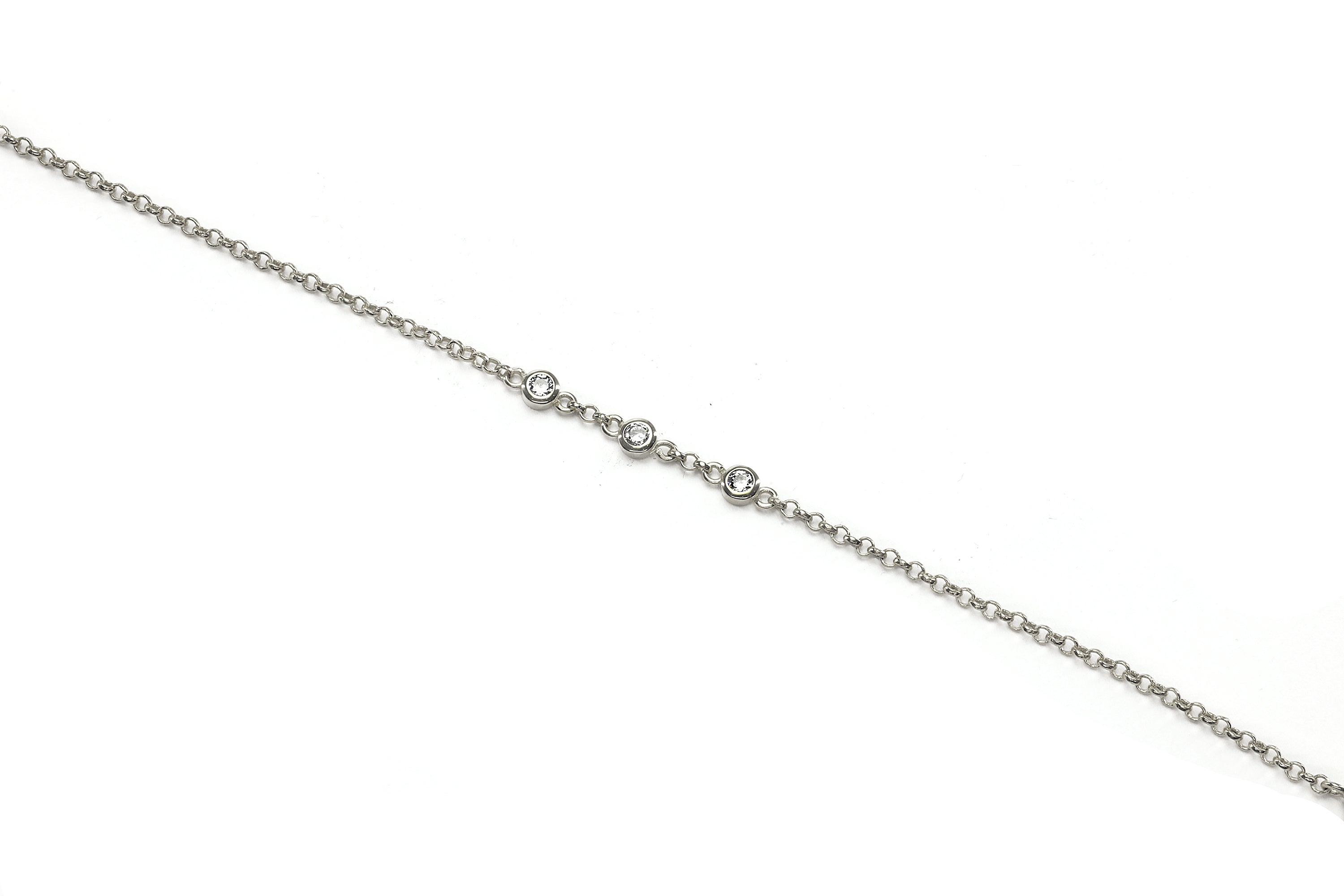 Minimalist 14k Gold Chain Bracelet with Three Cubic Zirconia Stones Bracelets Anemone Unique