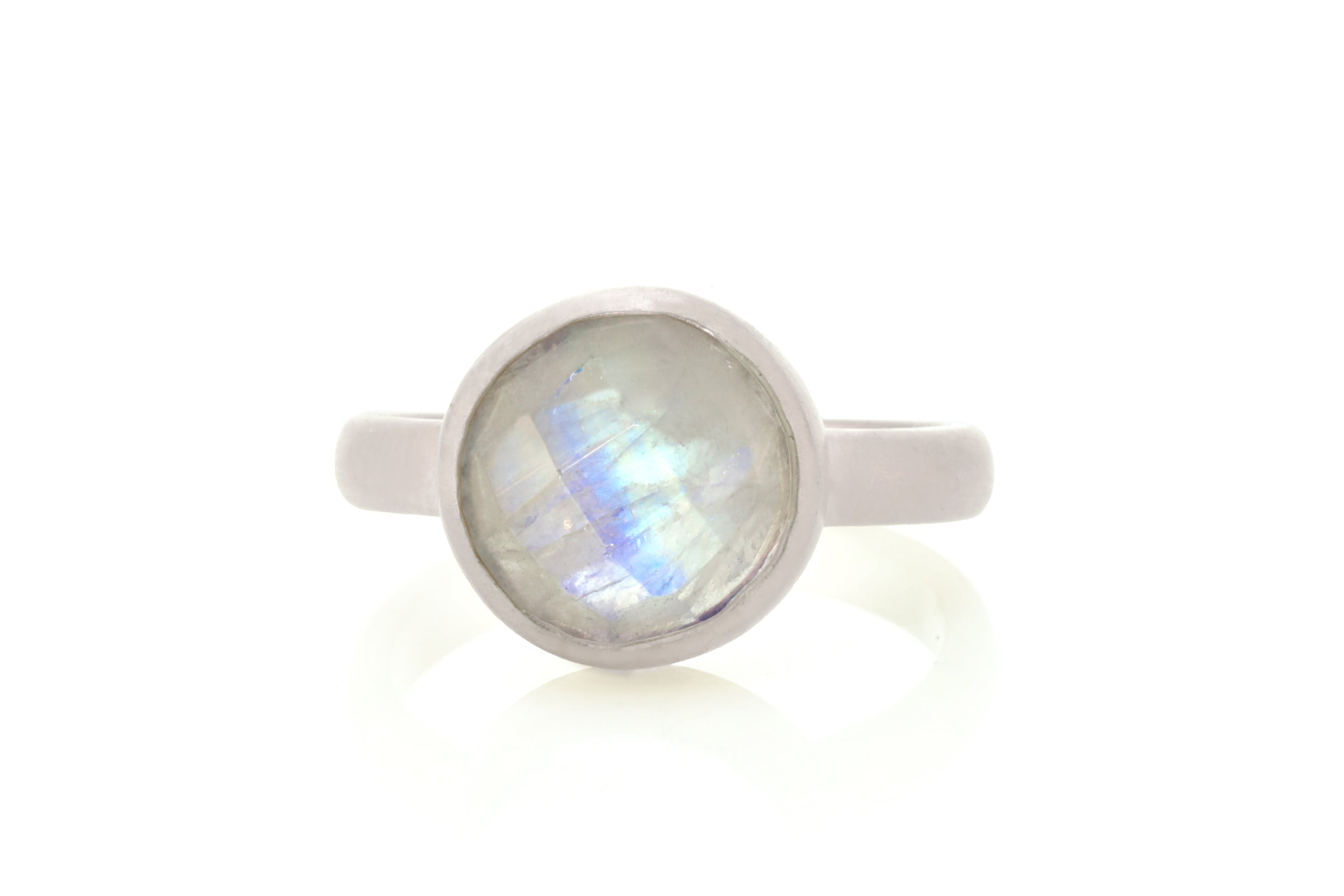 Circular 925 Sterling Silver Rainbow Moonstone Bezel Ring Rings Anemone Limited