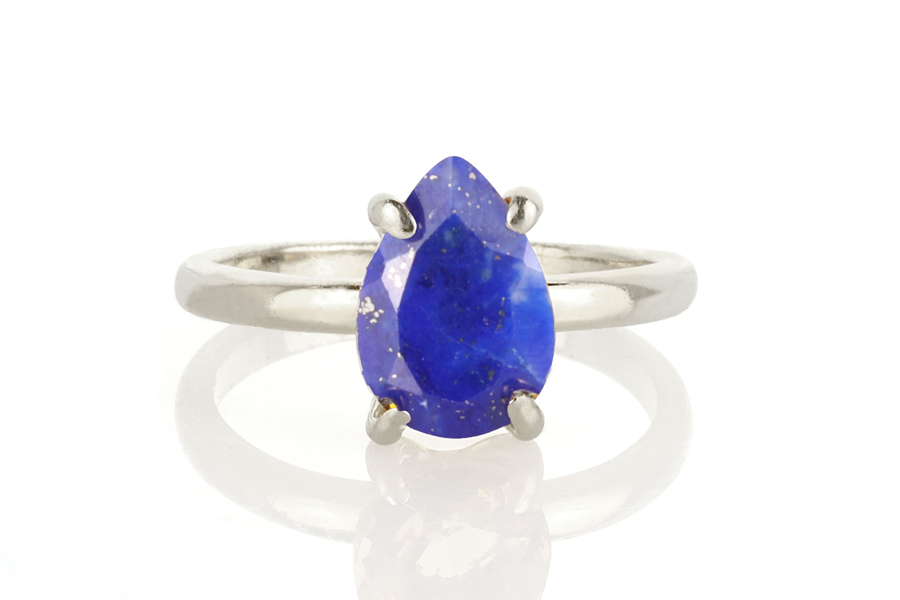 Eye-Catching Pear Lapis Lazuli Silver Ring Rings Anemone Unique