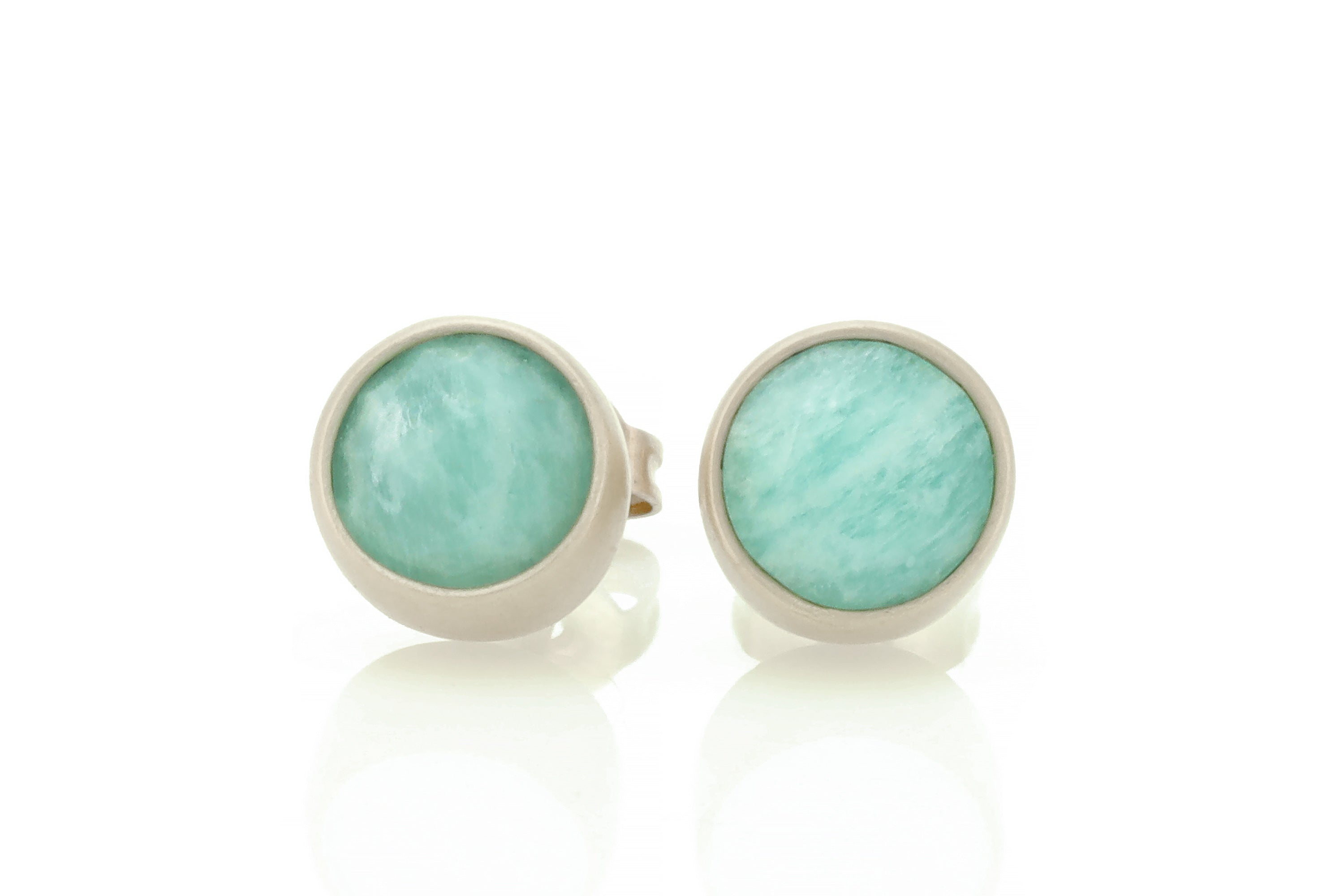 Minimalist 925 Sterling Silver Amazonite Bezel Earrings Earrings Anemone Limited