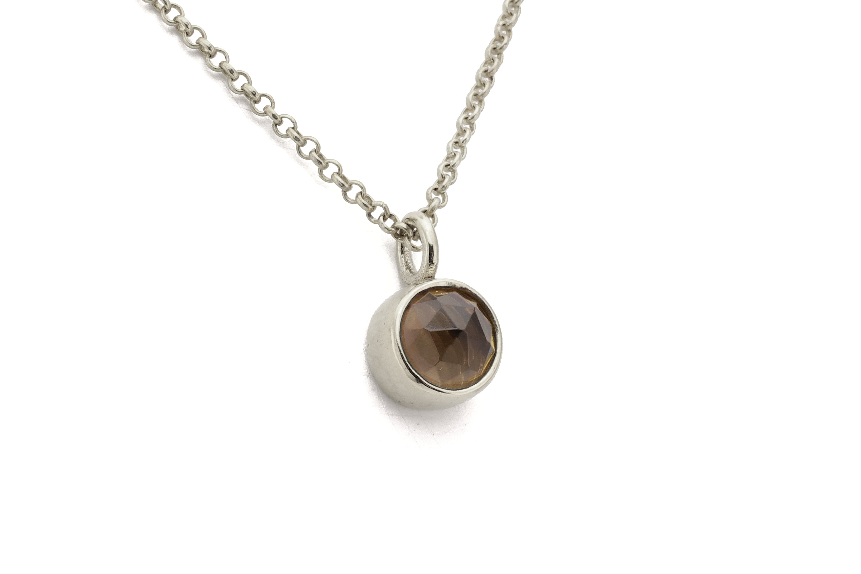Sterling Silver Bezel Pendant Necklace with Smoky Quartz necklaces Anemone Limited
