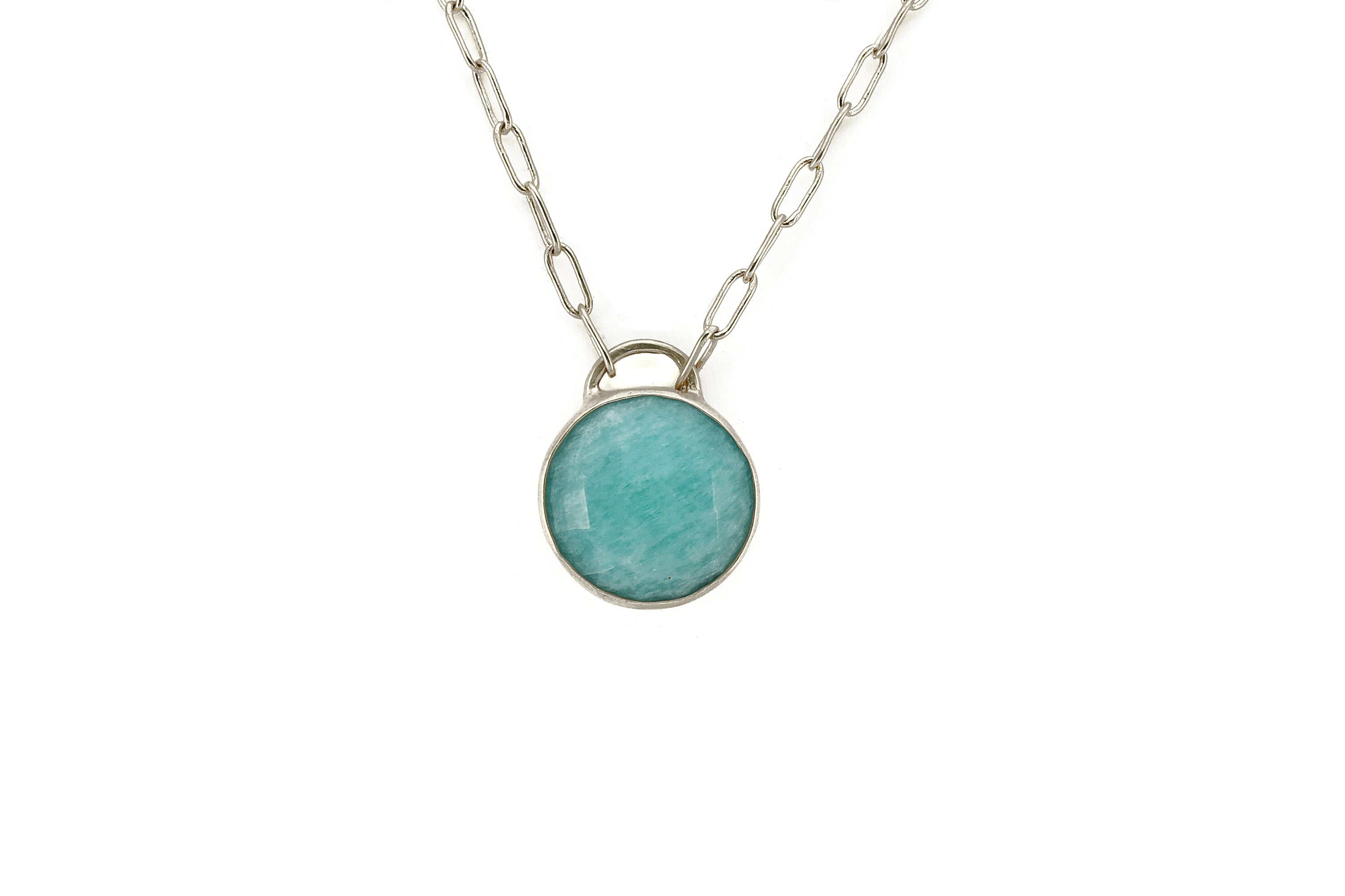 Sky Blue Amazonite Silver Pendant Necklace necklaces Anemone Limited