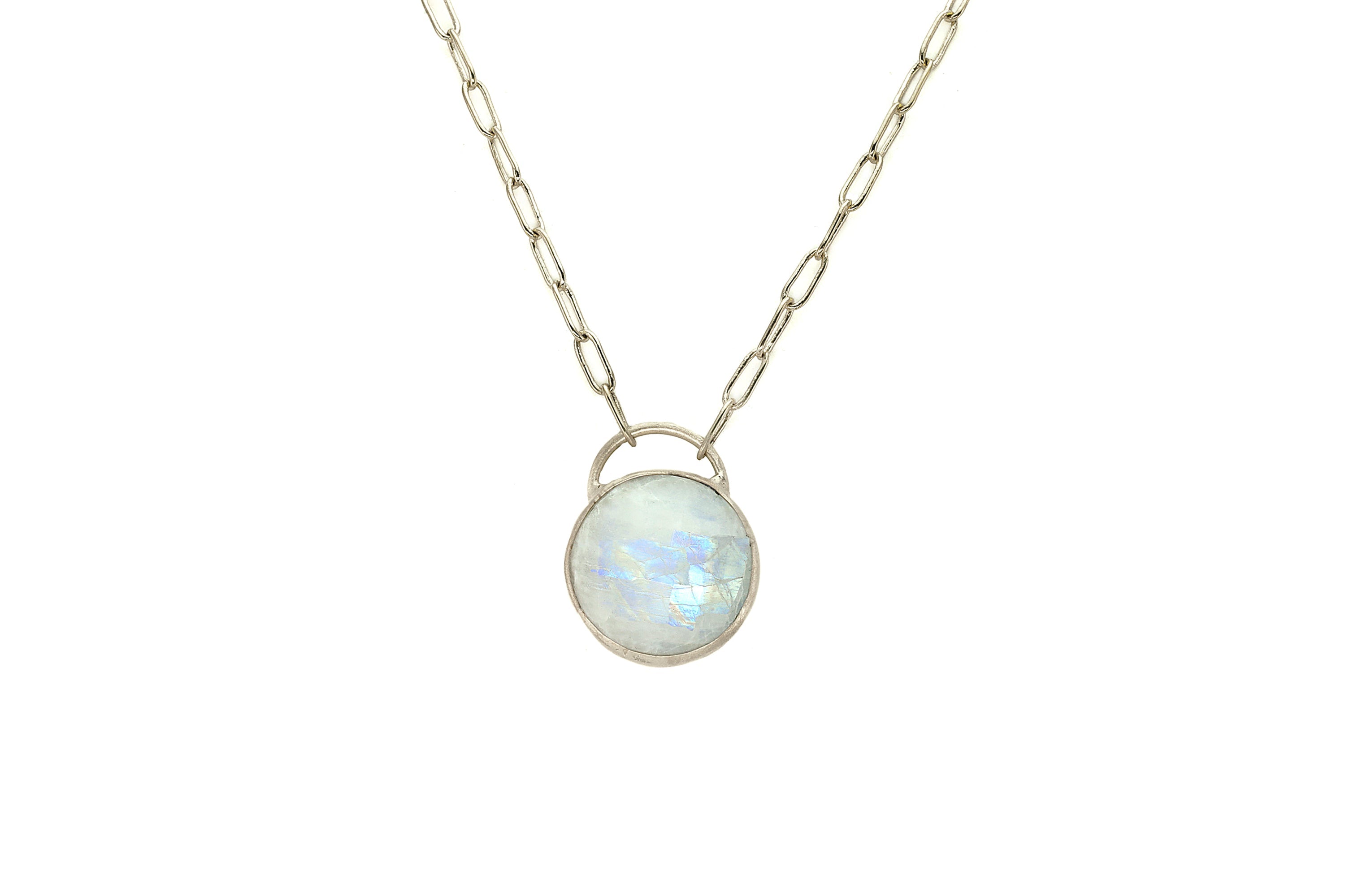 Dainty Bezel Set Moonstone Sterling Silver Pendant Necklace necklaces Anemone Limited