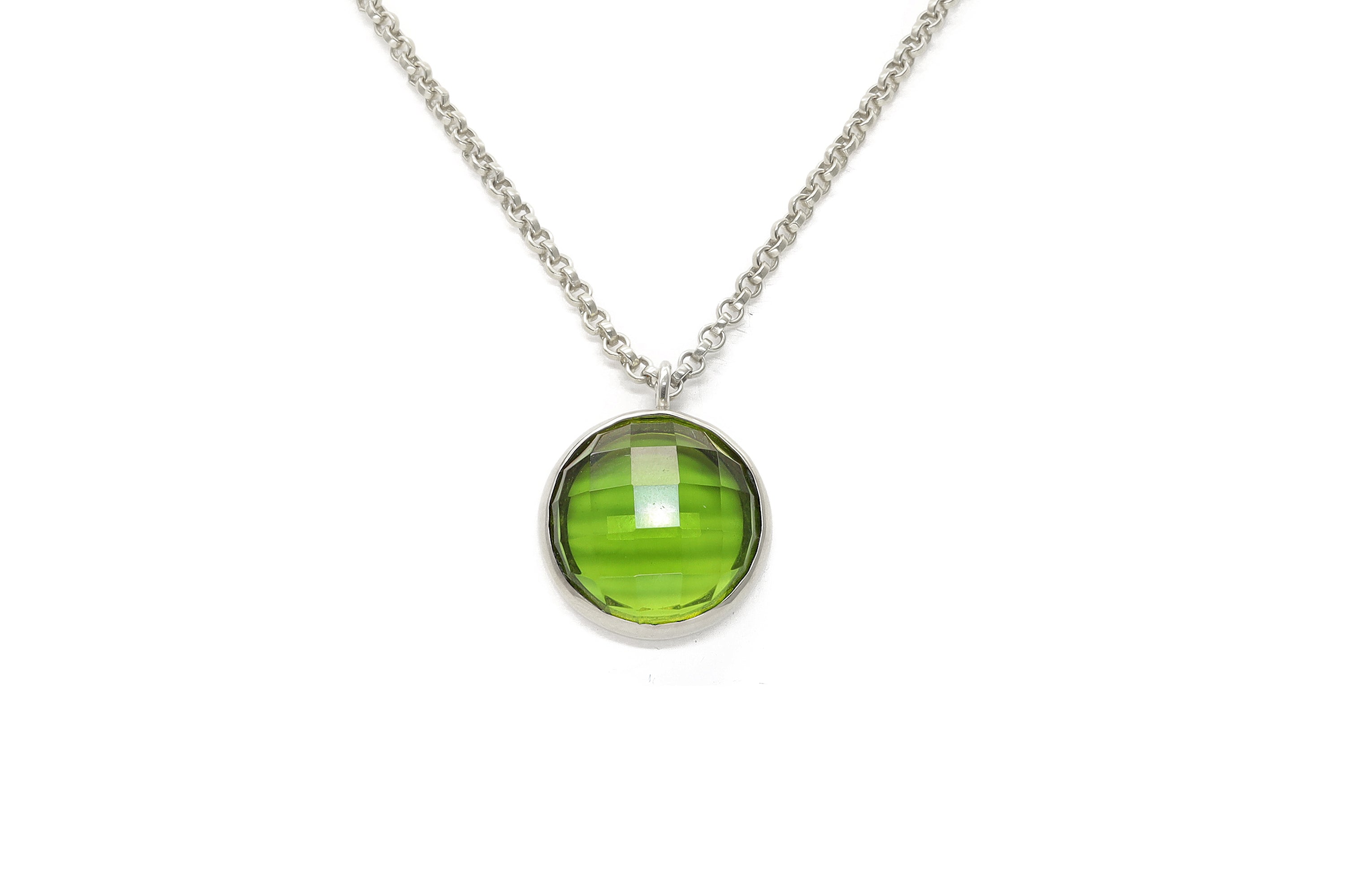 Handmade Bezel Set Peridot Pendant Silver Necklace necklaces Anemone Limited