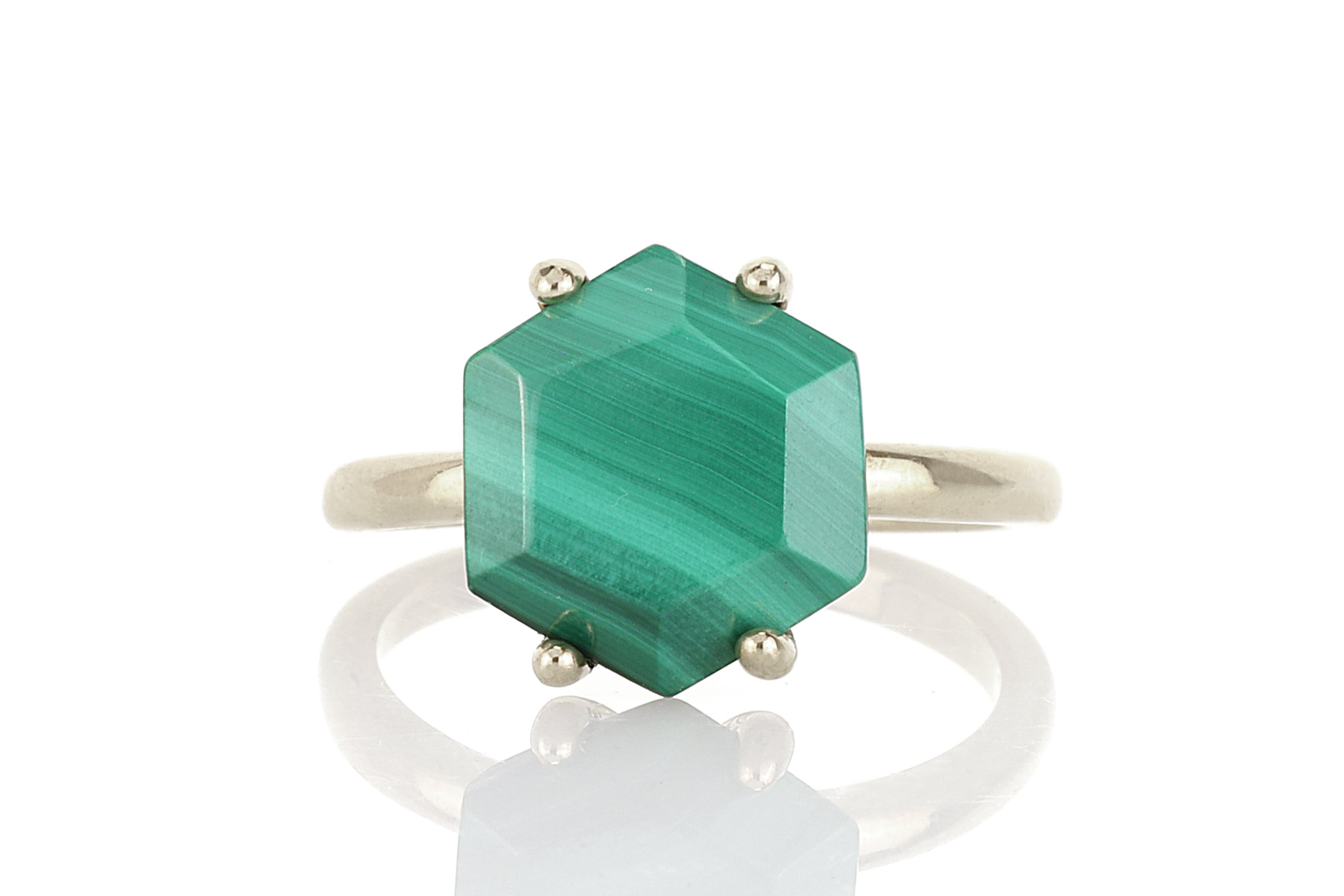 Luxurious Gold Malachite Solitaire Ring Rings Anemone Unique