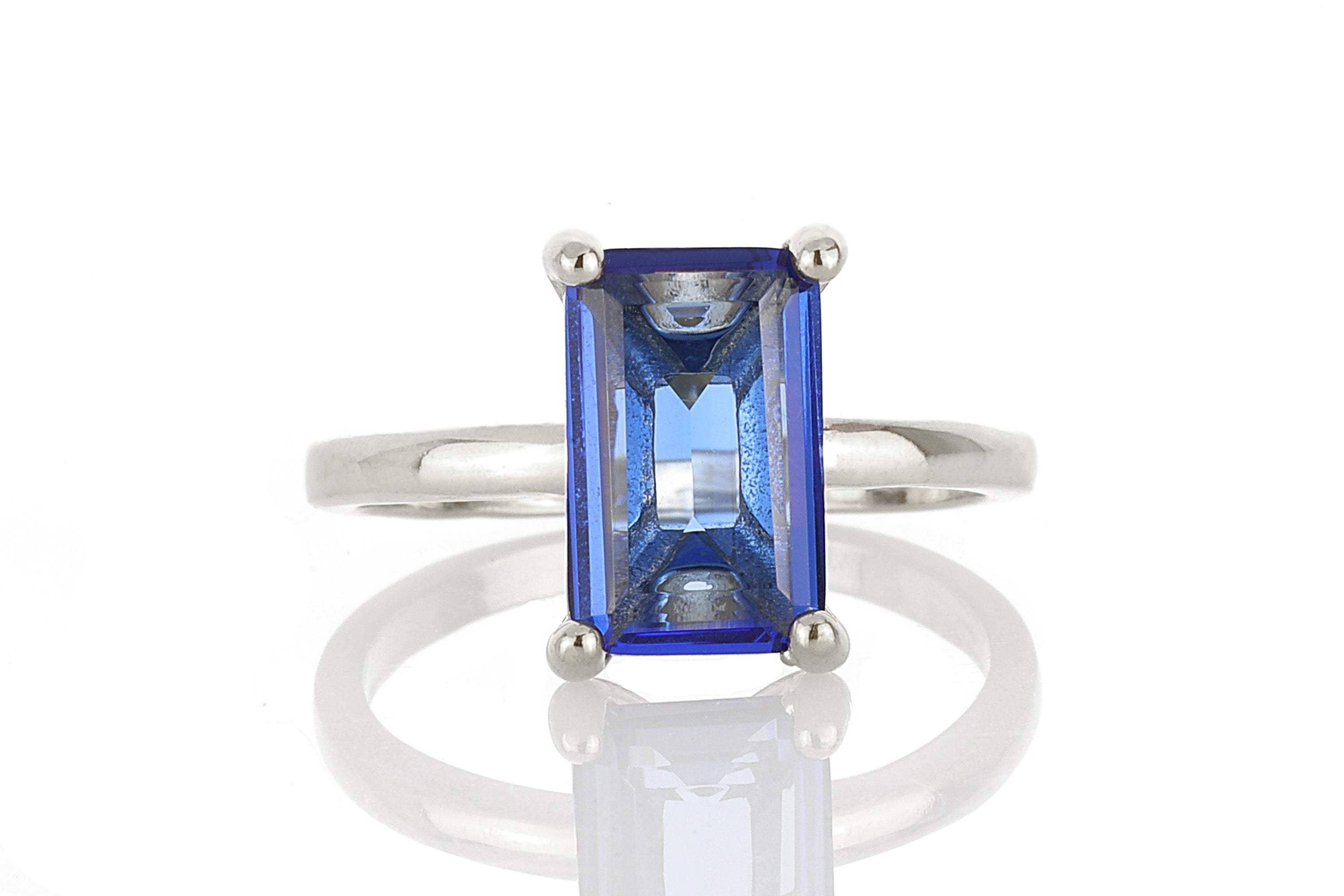 Sapphire Sterling Silver Rectangle Ring Rings Anemone Unique