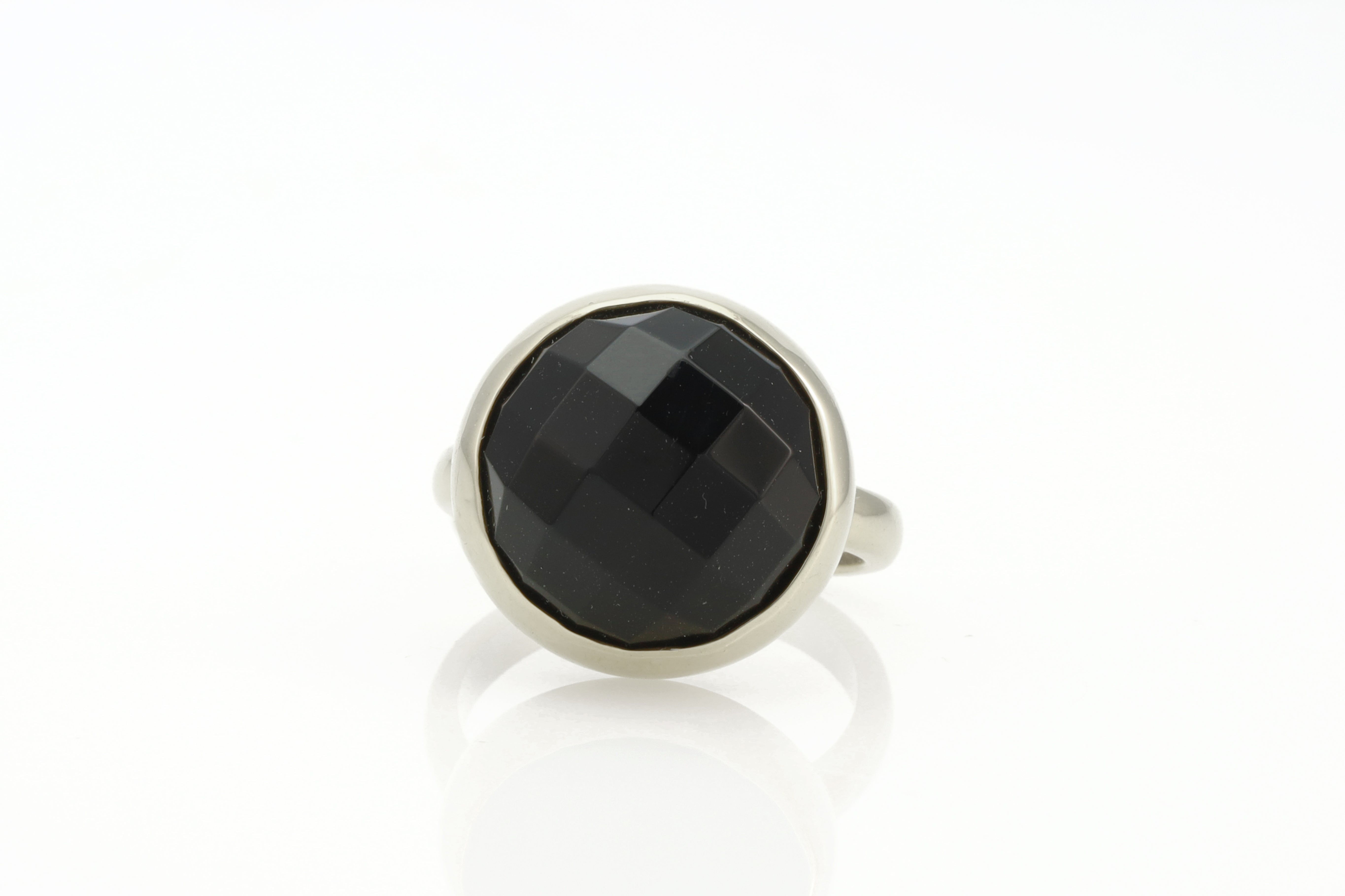 Semiprecious Black Onyx Bezel Set Sterling Silver Ring Rings Anemone Limited