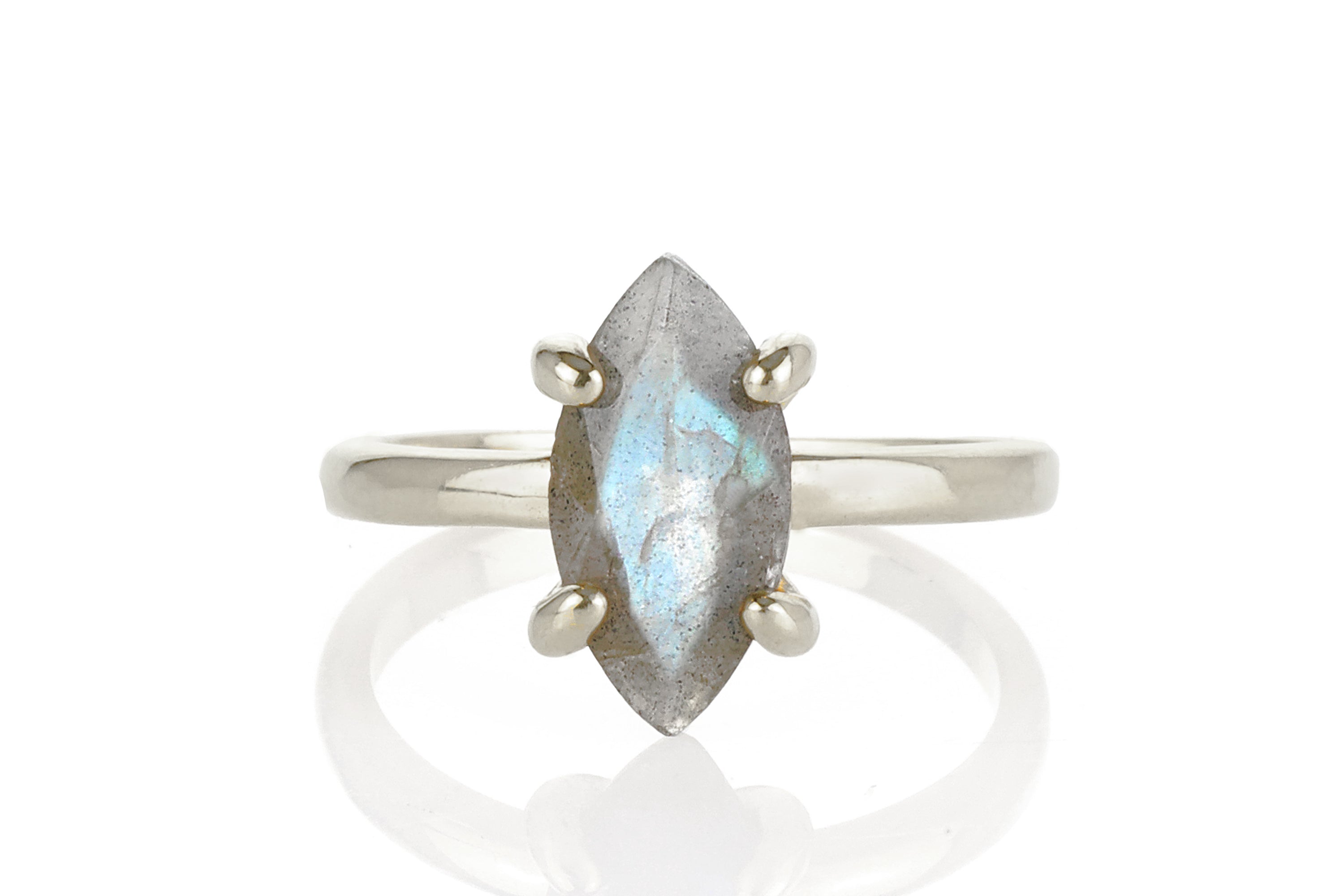 Solitaire Labradorite Ring in 925 Sterling Silver Rings Anemone Unique