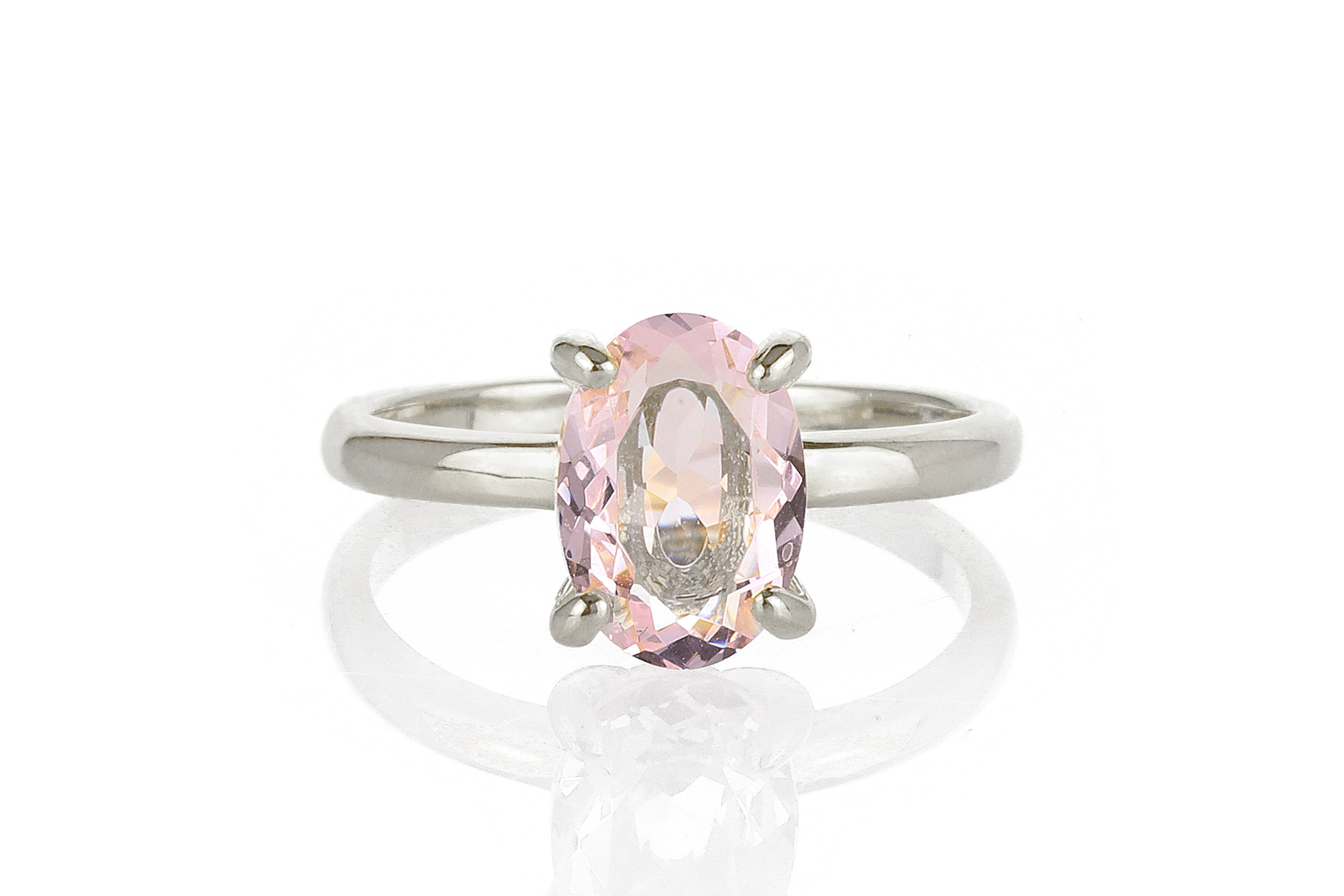 Rose Quartz Oval Cut Silver Ring Rings Anemone Unique