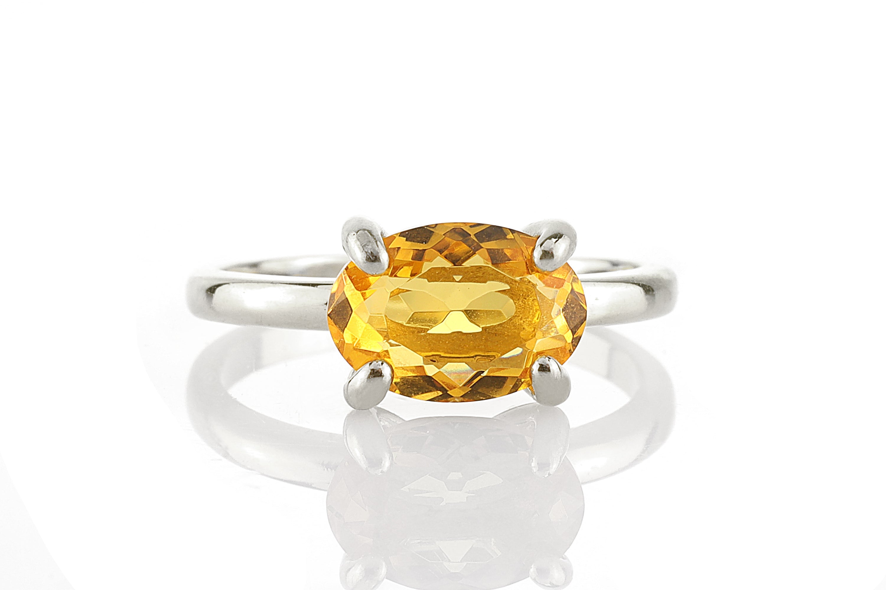 Exquisite 925 Sterling Silver Citrine Ring Rings Anemone Unique