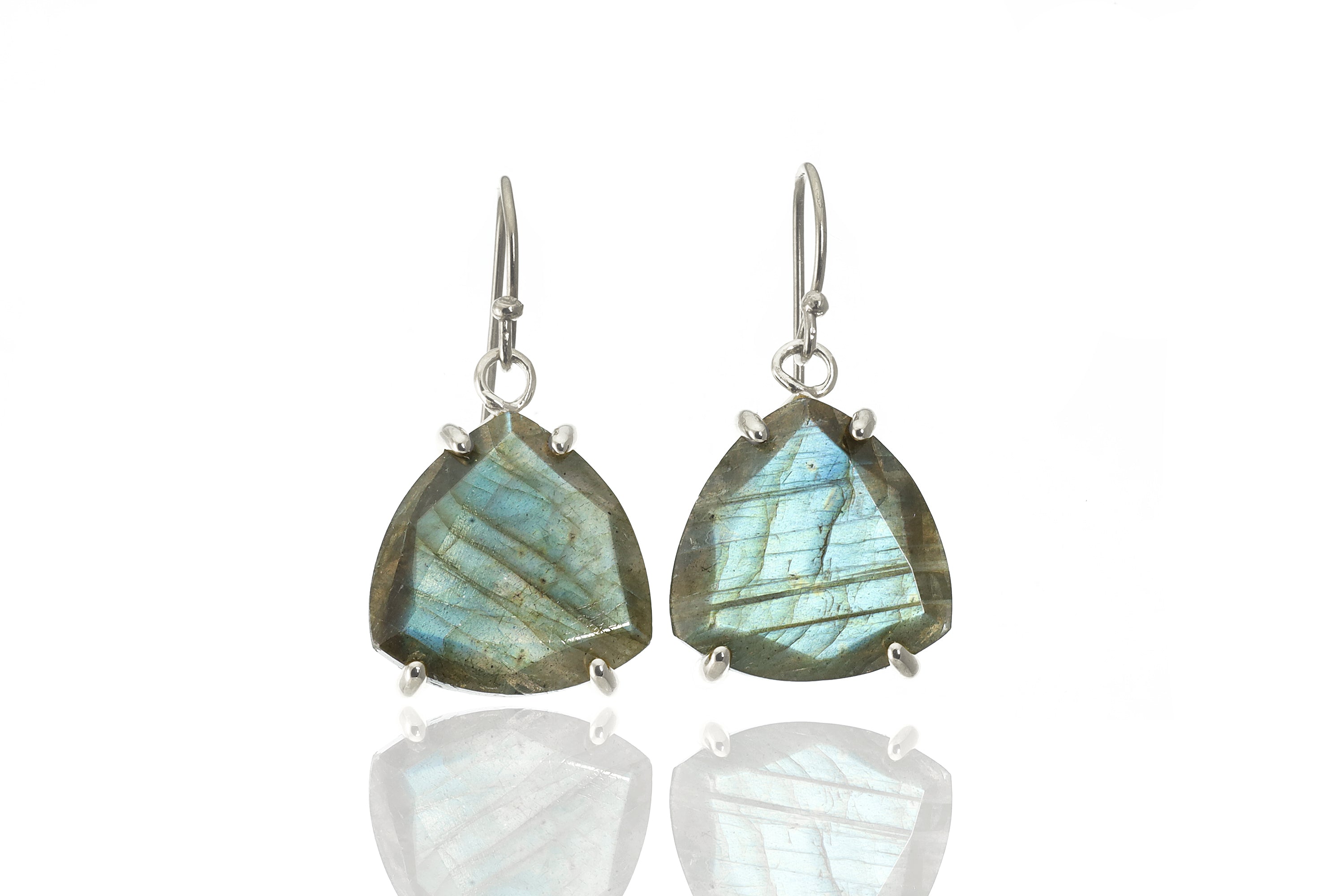 Triangle Labradorite Gold Dangling Earrings for Women Earrings Anemone Jewelry