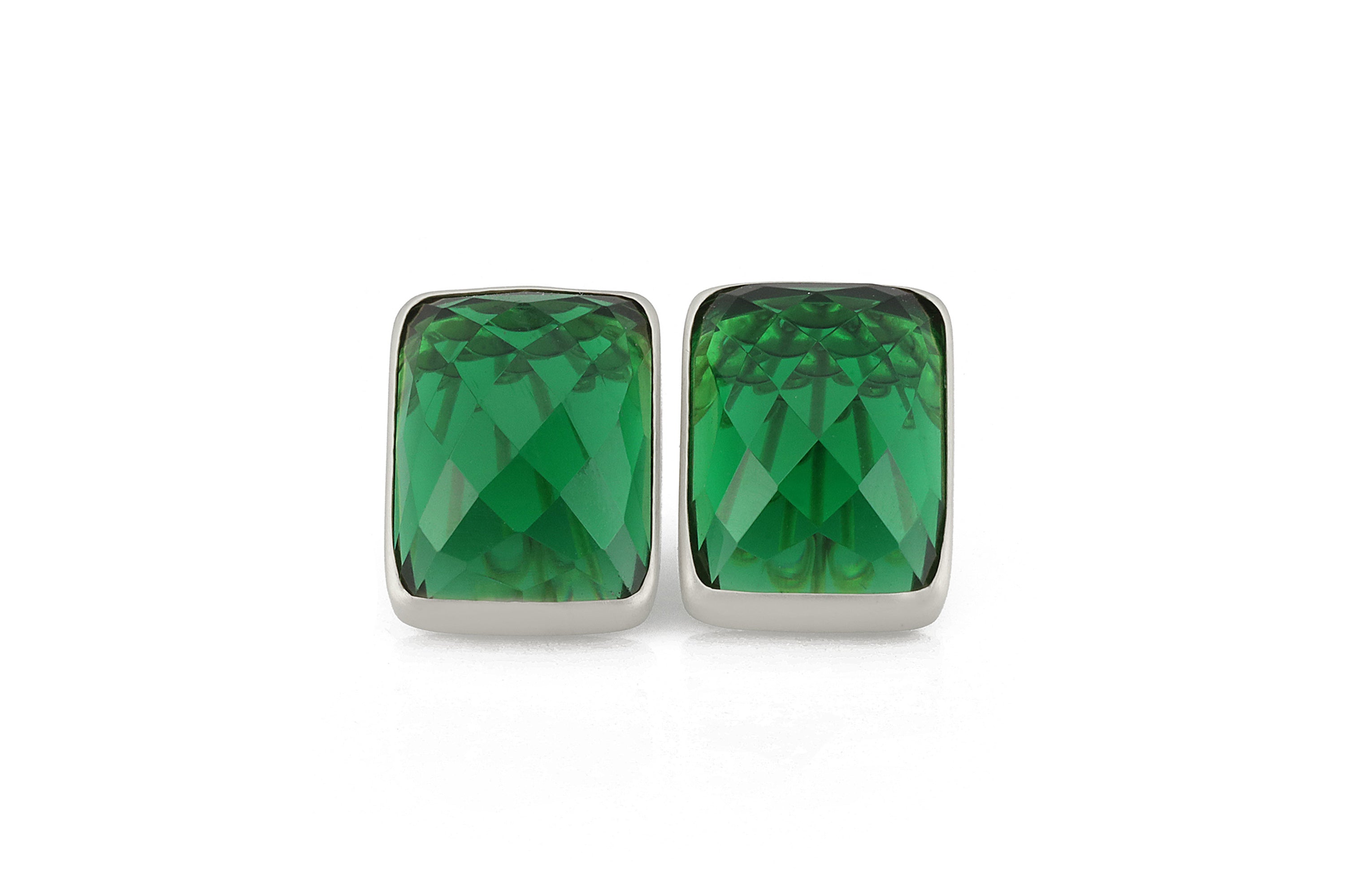 Rectangle Emerald Bezel Earrings in Gold Earrings Anemone Limited