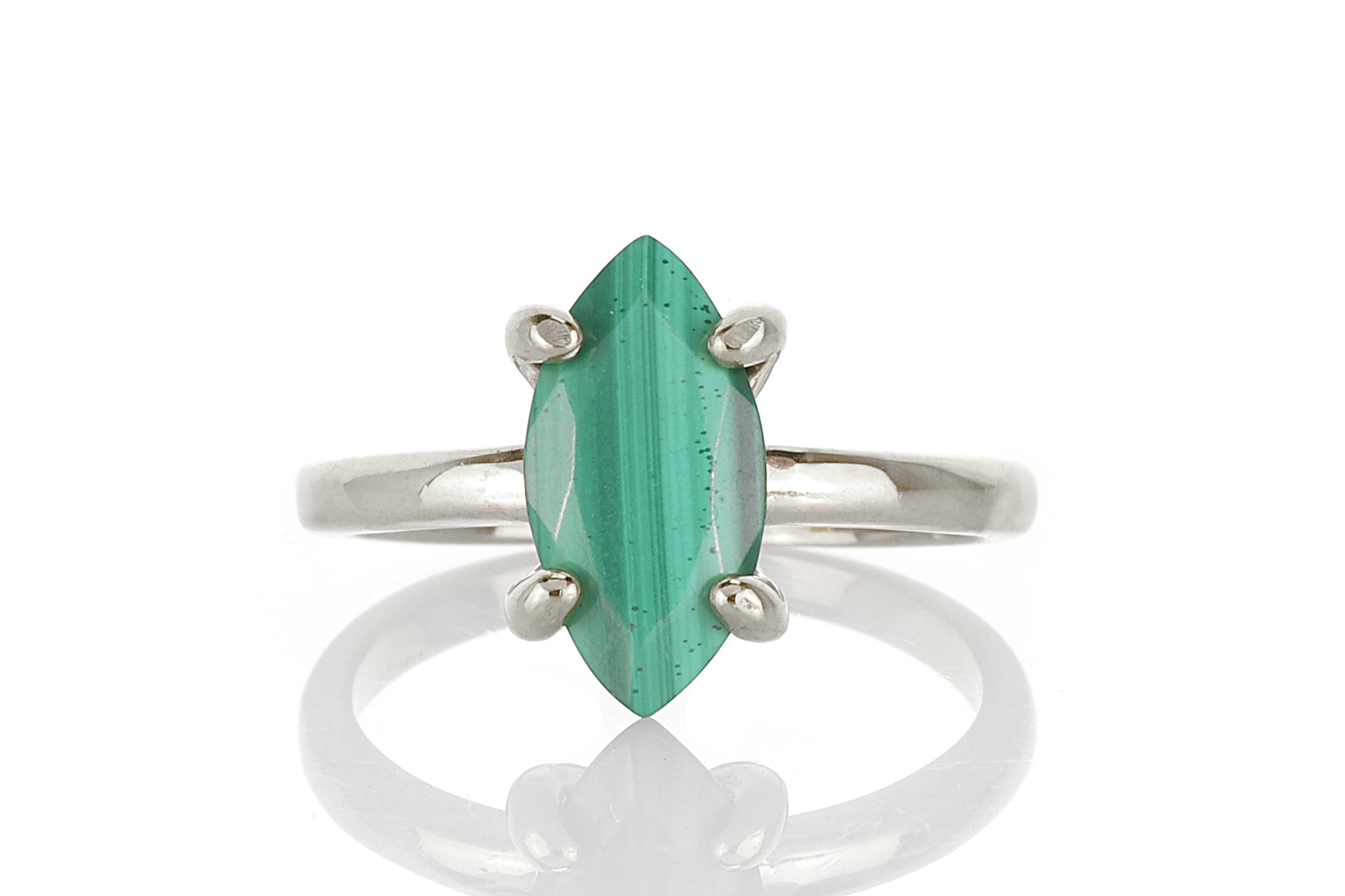 Marquise Malachite Ring in 14k Yellow Gold Rings Anemone Unique