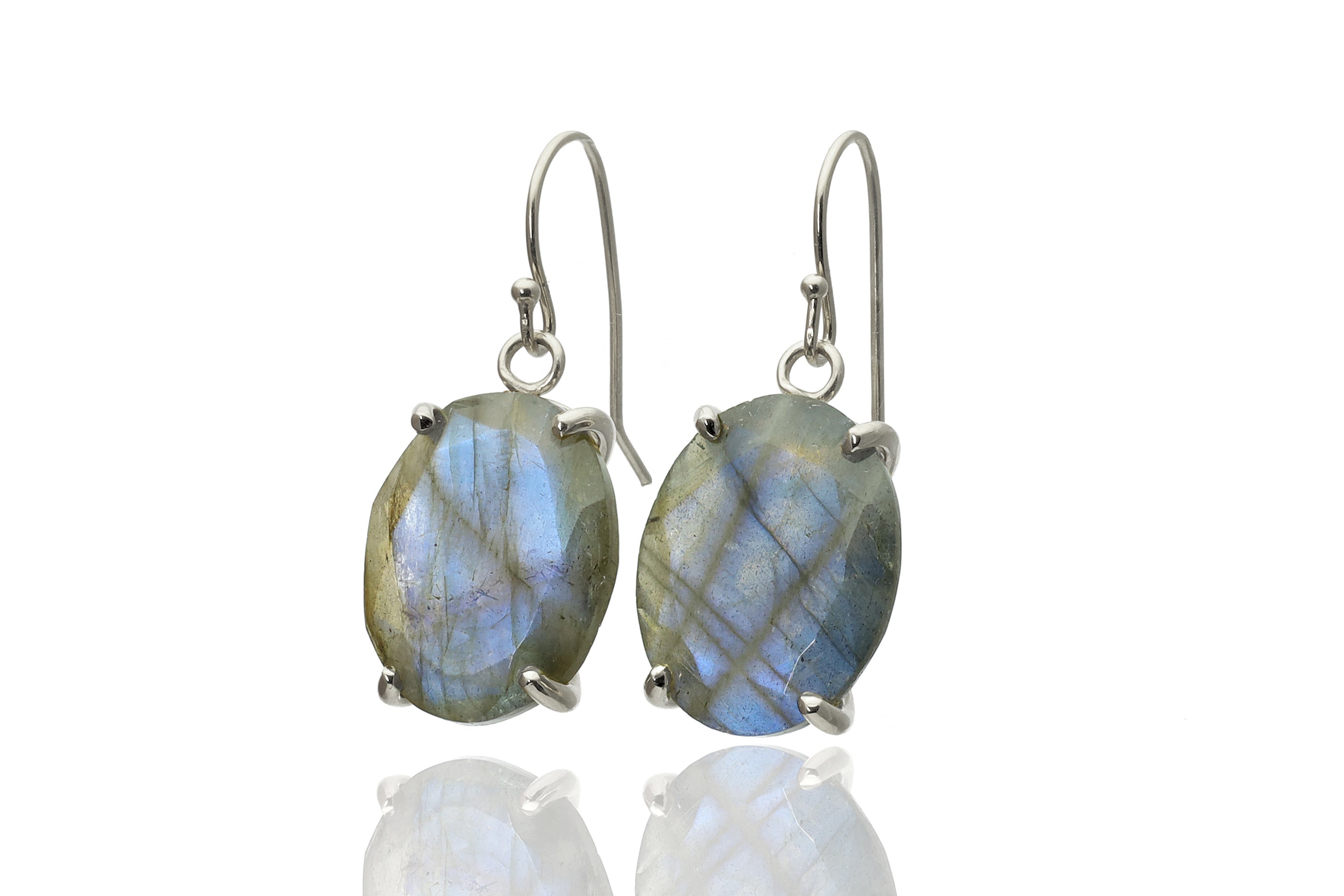 Vintage Oval Cut Labradorite Sterling Silver Earrings Earrings Anemone Jewelry