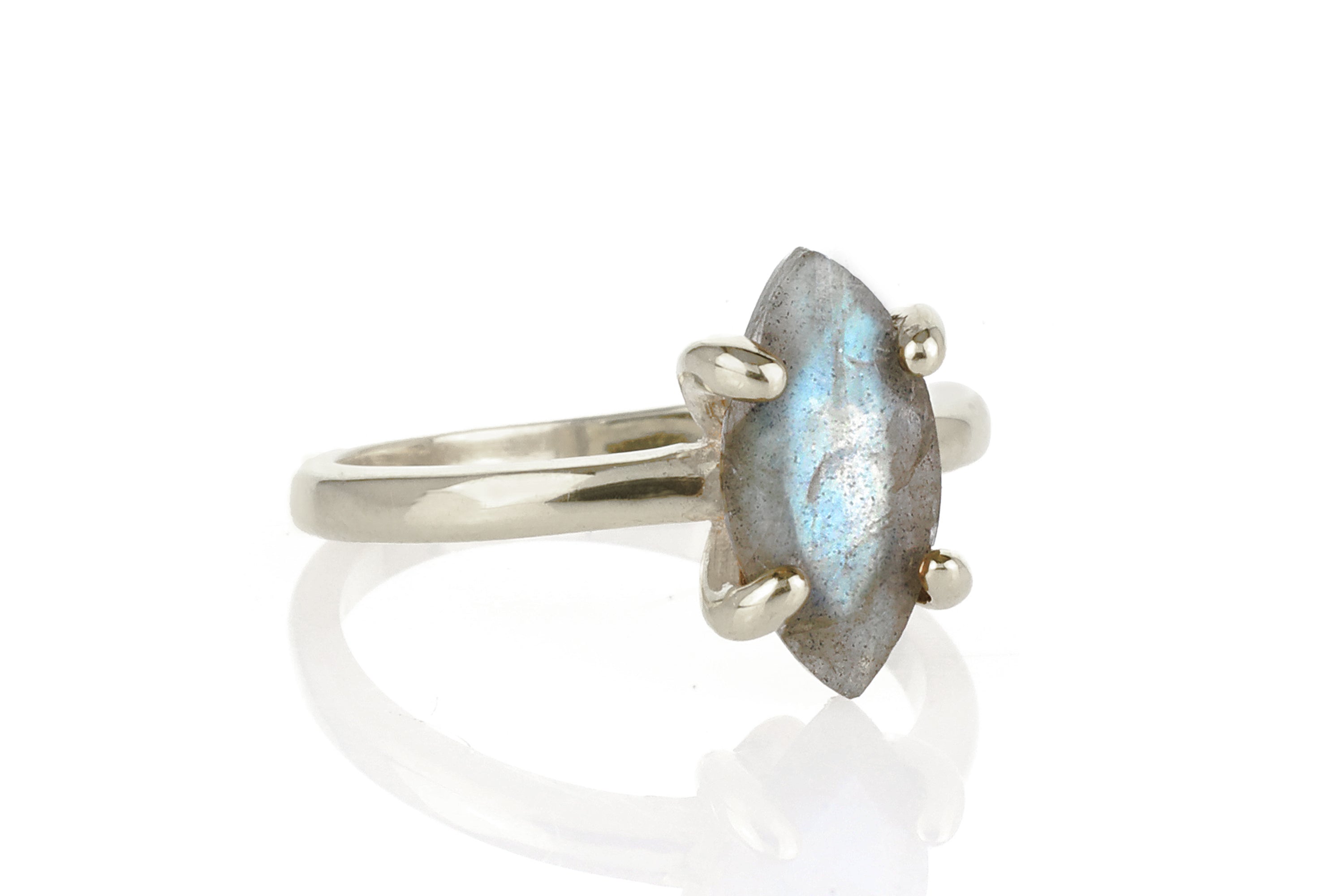 Solitaire Labradorite Ring in 925 Sterling Silver Rings Anemone Unique