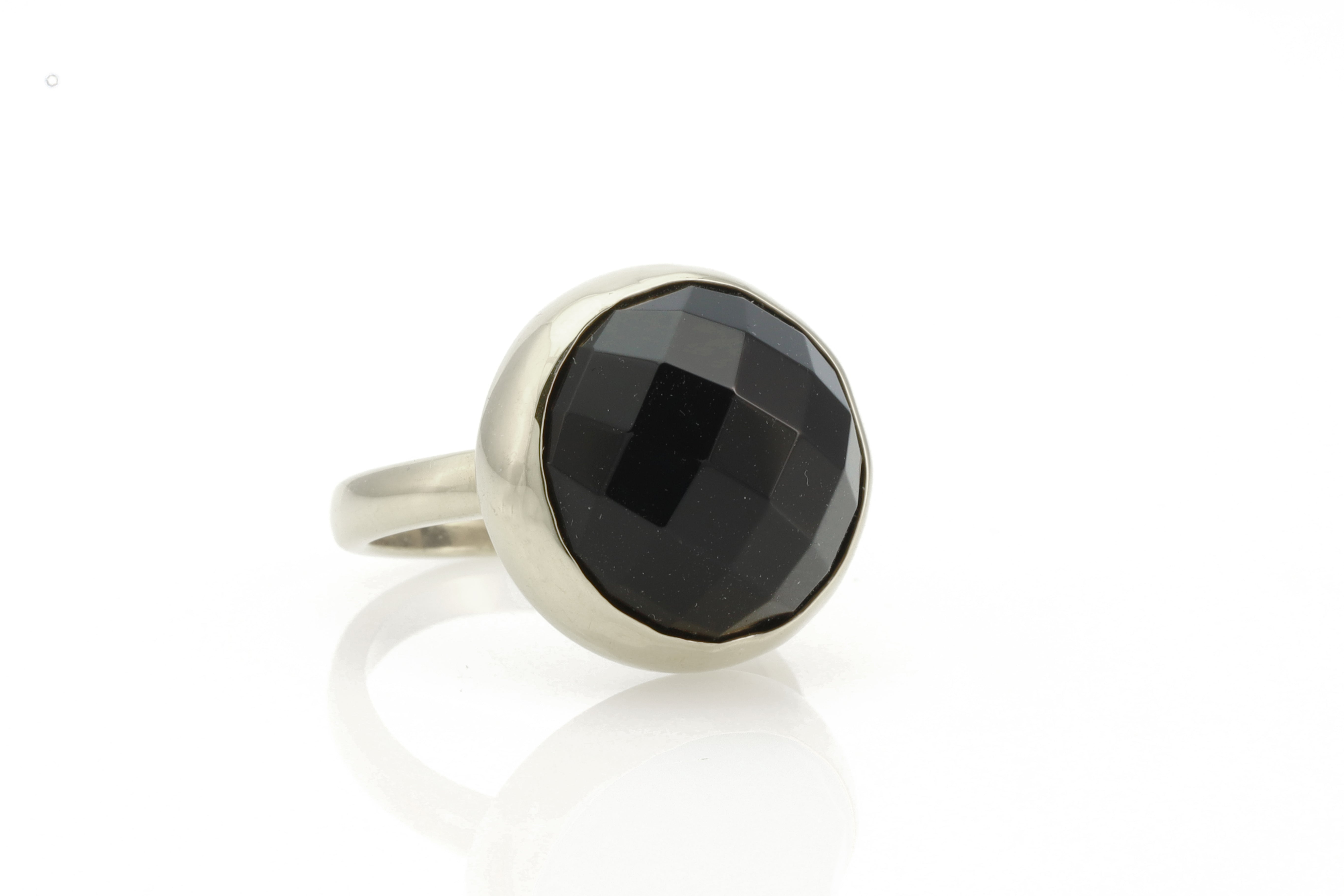 Semiprecious Black Onyx Bezel Set Sterling Silver Ring Rings Anemone Limited