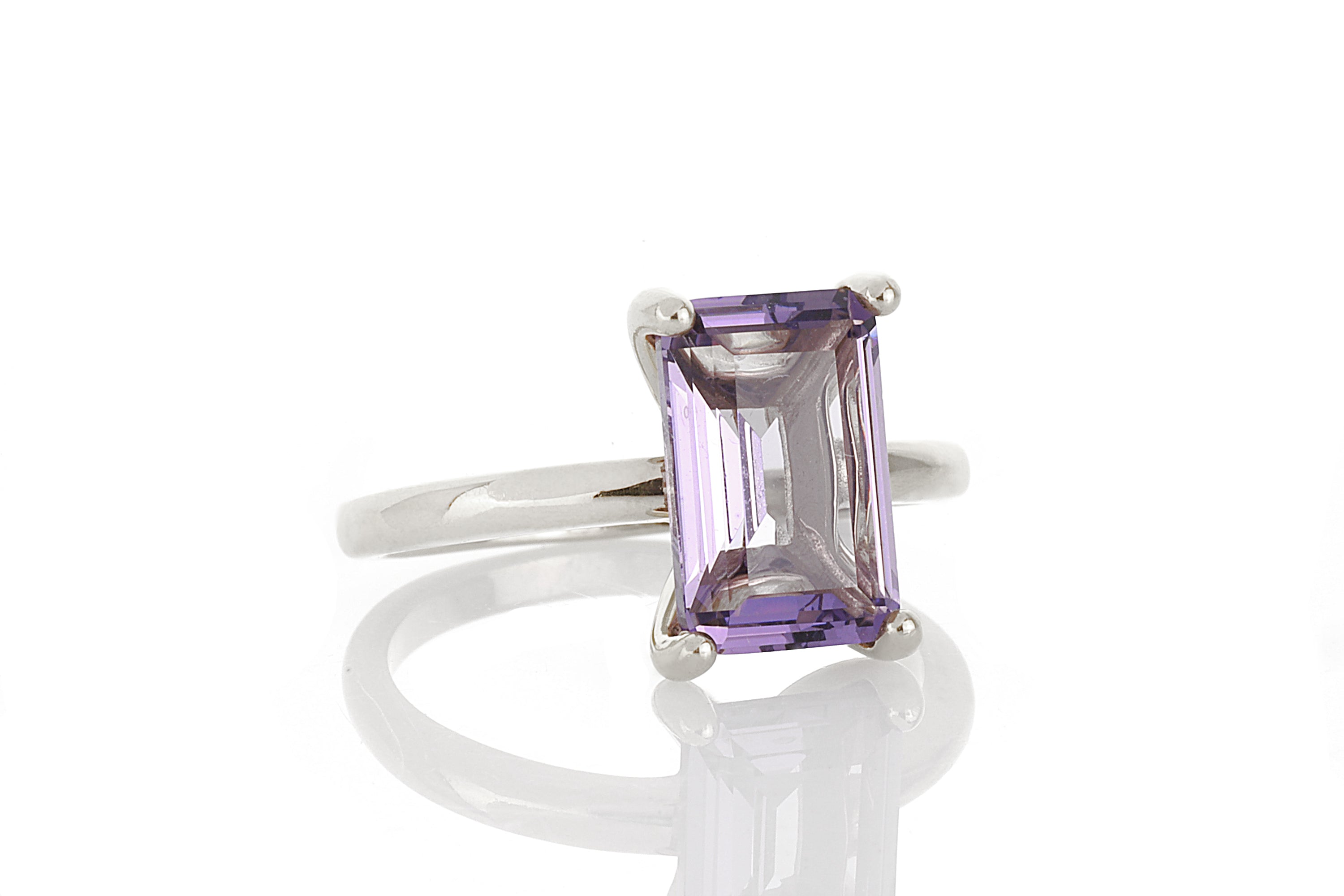 14K Gold-filled Rectangle Amethyst Ring Rings Anemone Unique