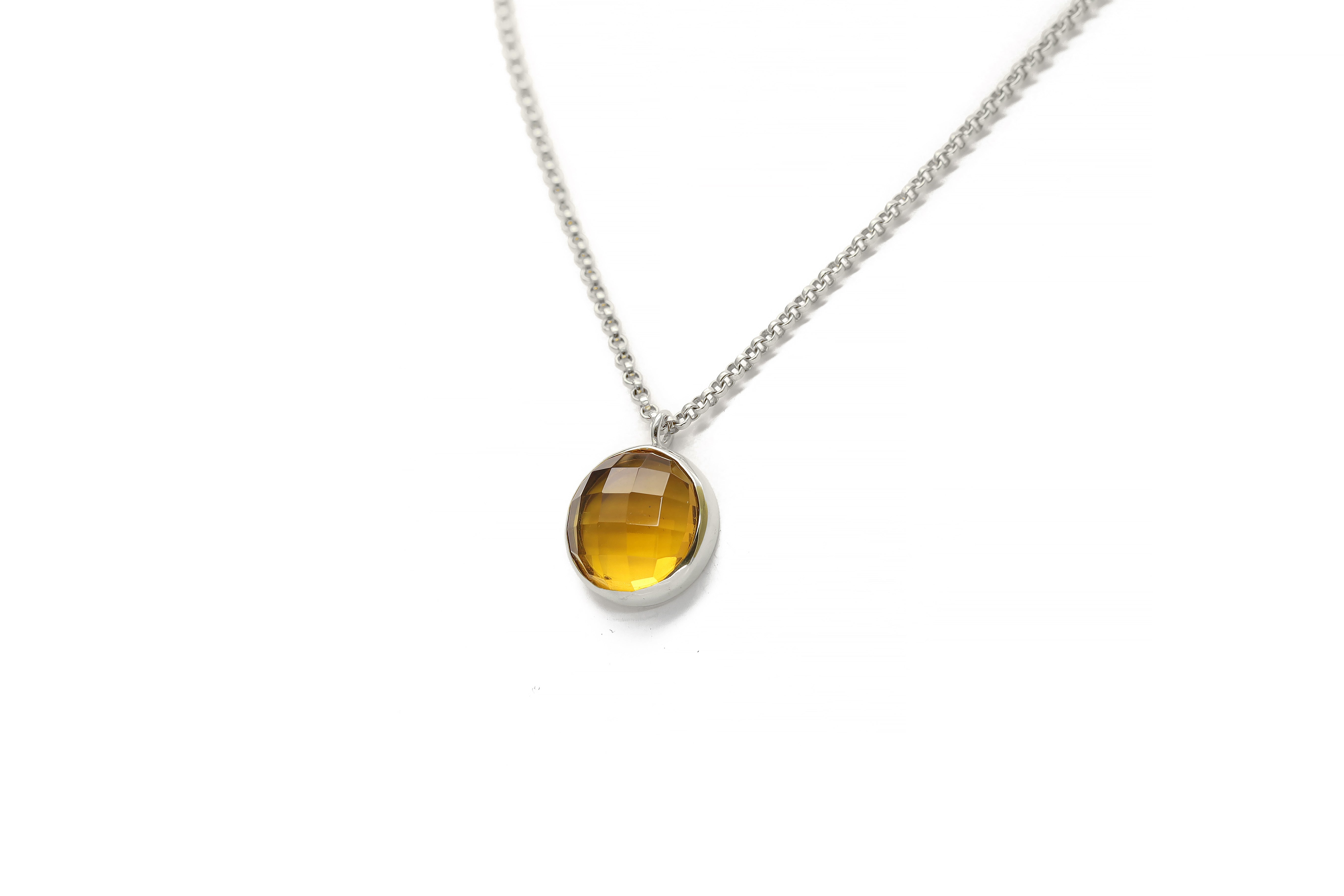 Lustrous Citrine Statement Silver Bezel Set Necklace necklaces Anemone Limited