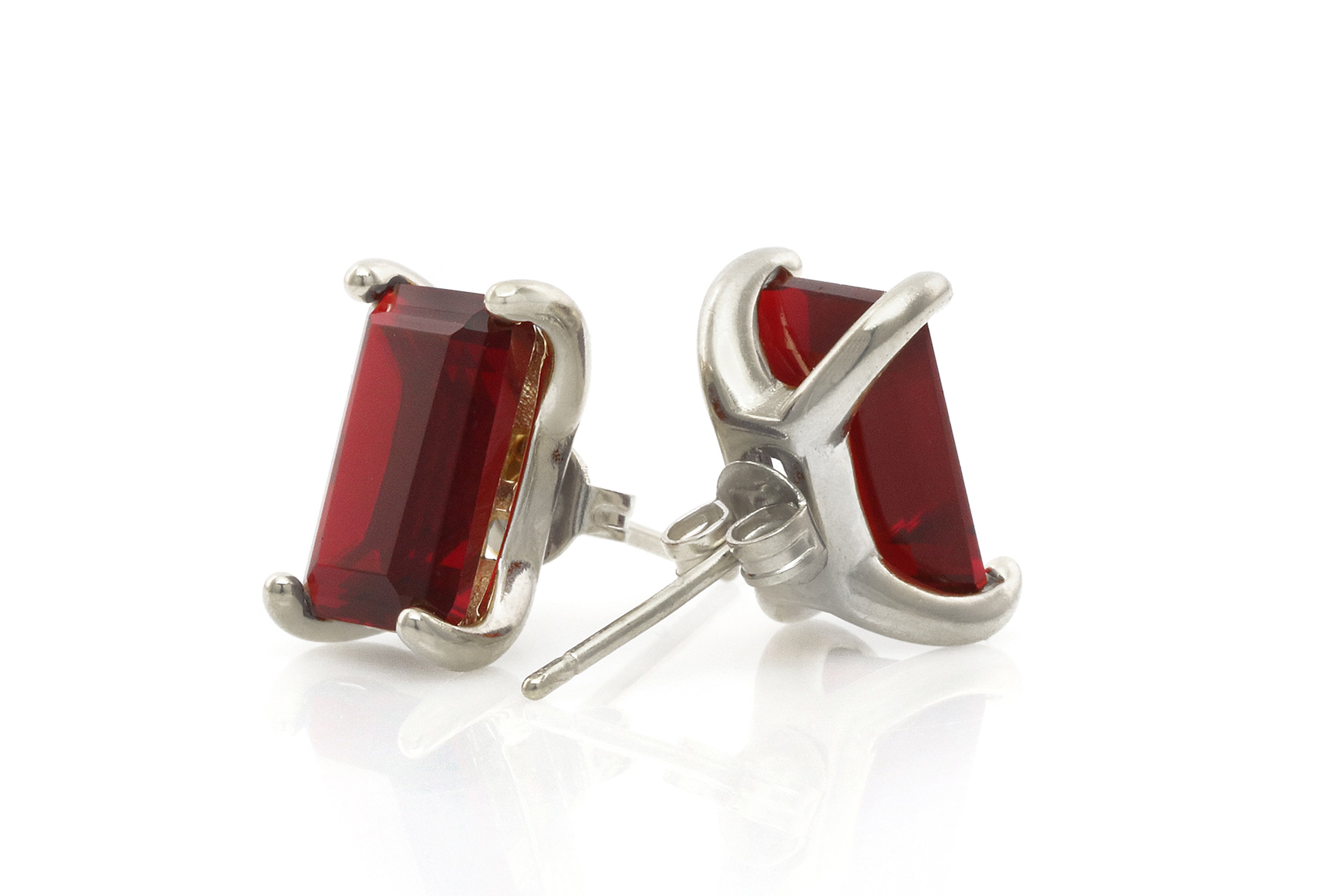 Sterling Silver Garnet Stud Earrings Earrings Anemone Unique