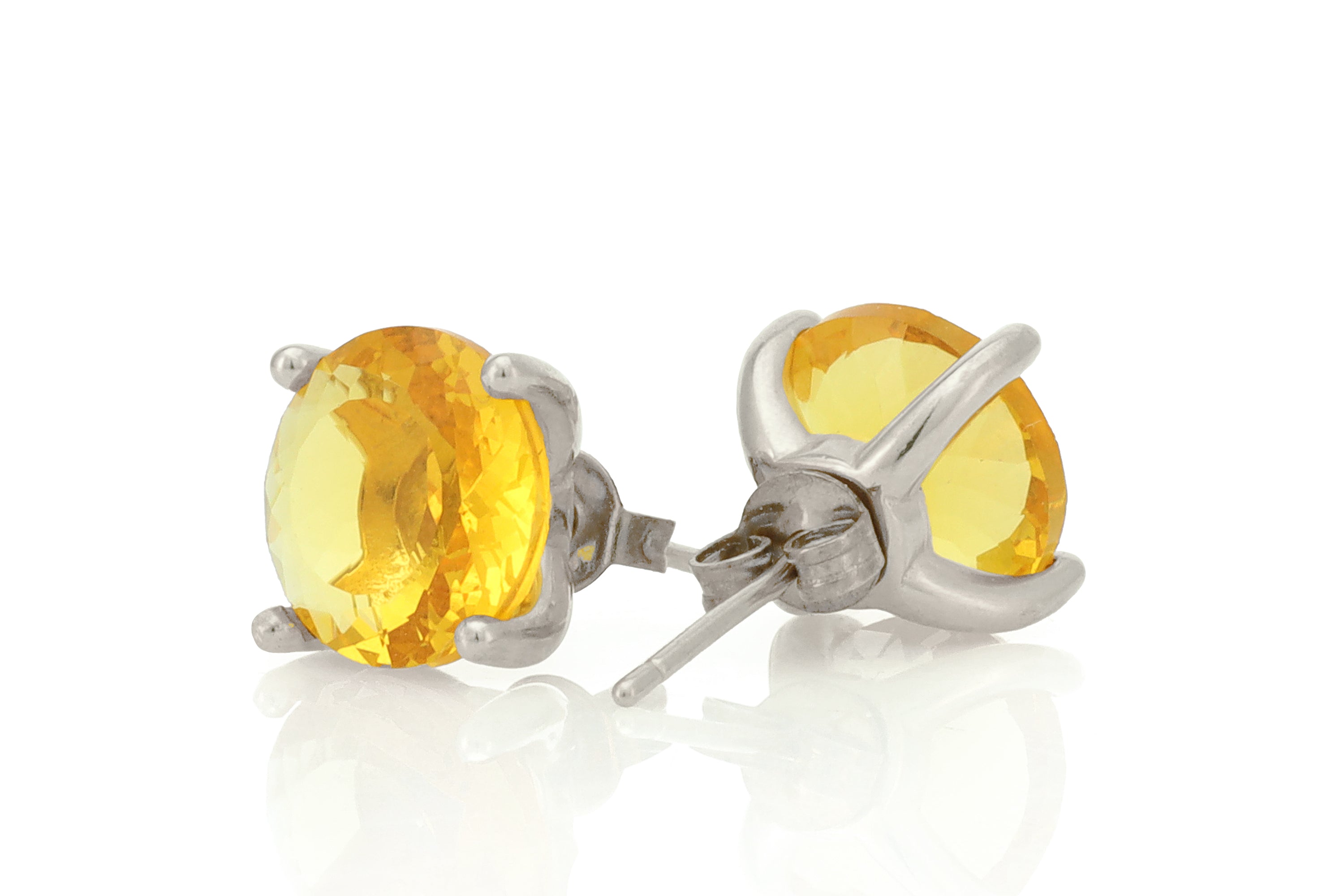 Round Citrine Earrings in Silver Studs Earrings Anemone Unique