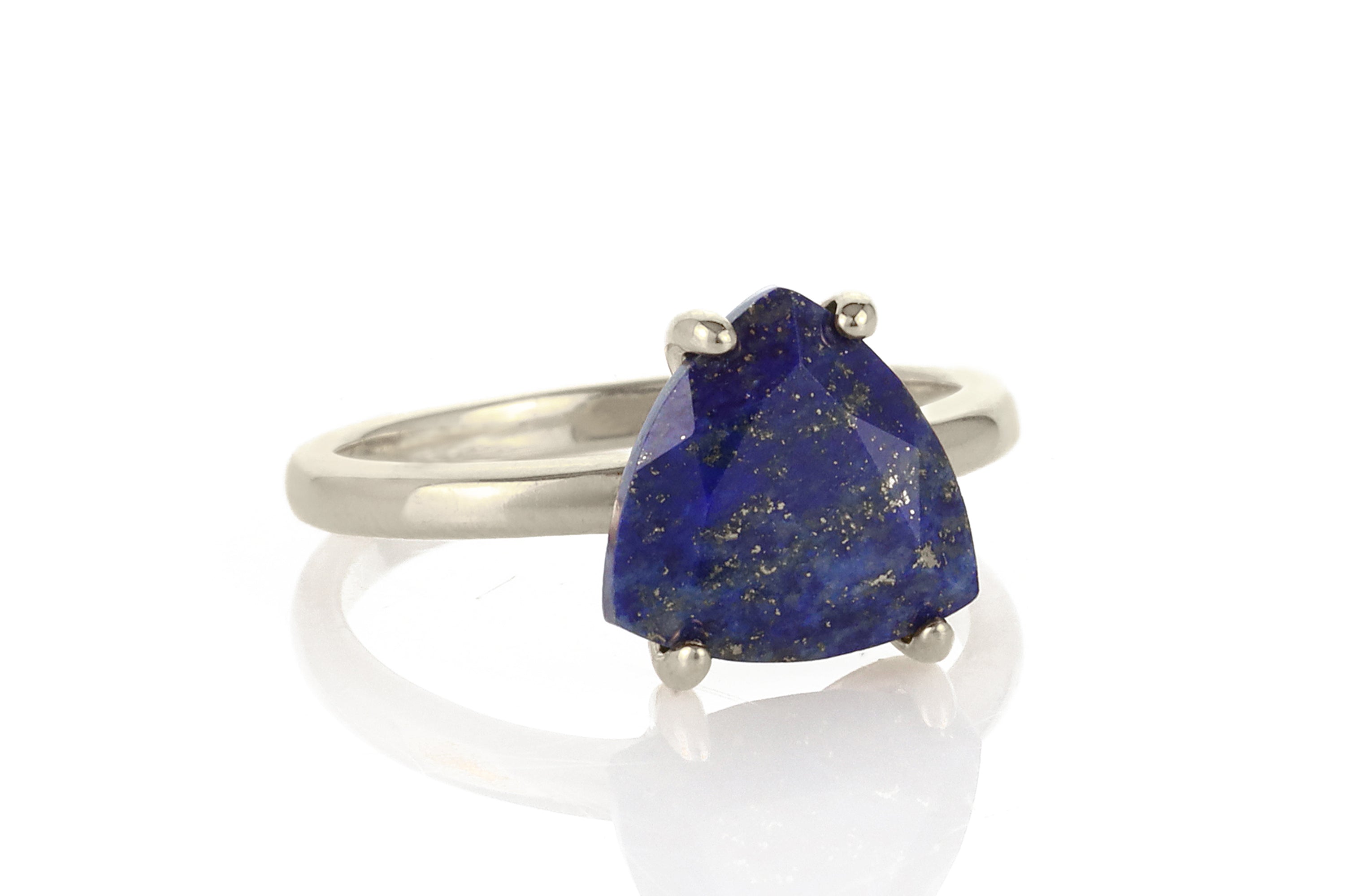Trillion Cut 18K Gold Lapis Lazuli Ring Rings Anemone Unique