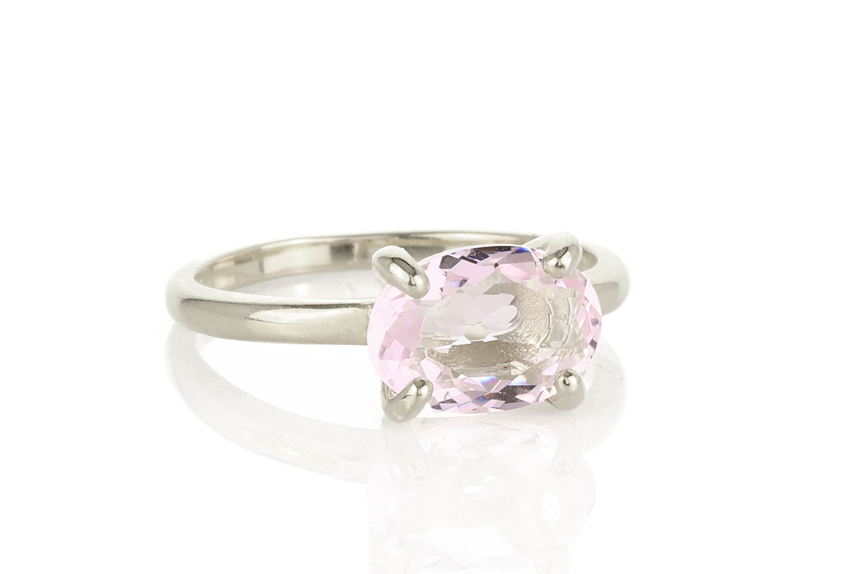 Silver Rose Quartz Oval Engagement Ring Rings Anemone Unique