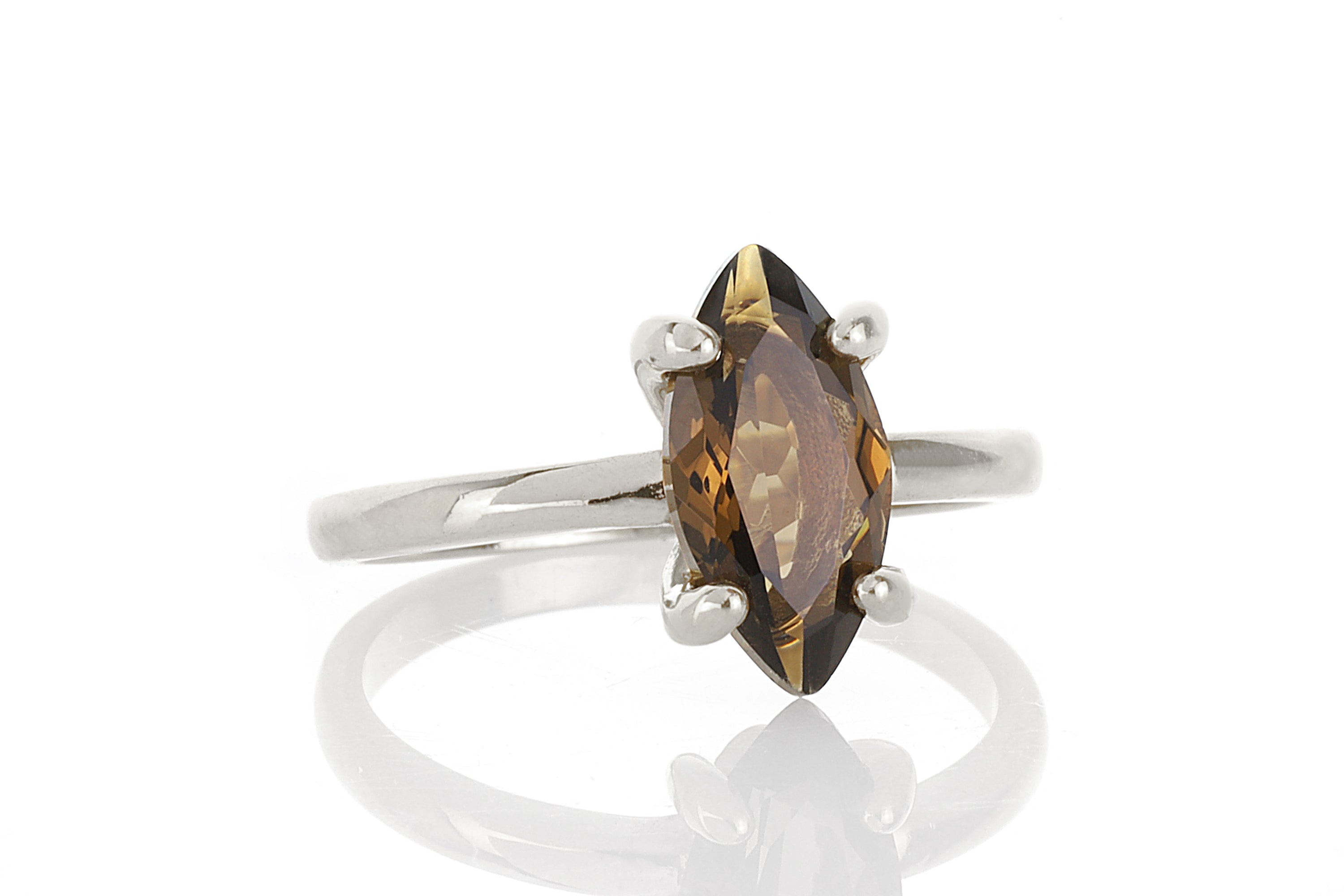 Gold Smoky Quartz Ring in Simple Prongs Rings Anemone Unique
