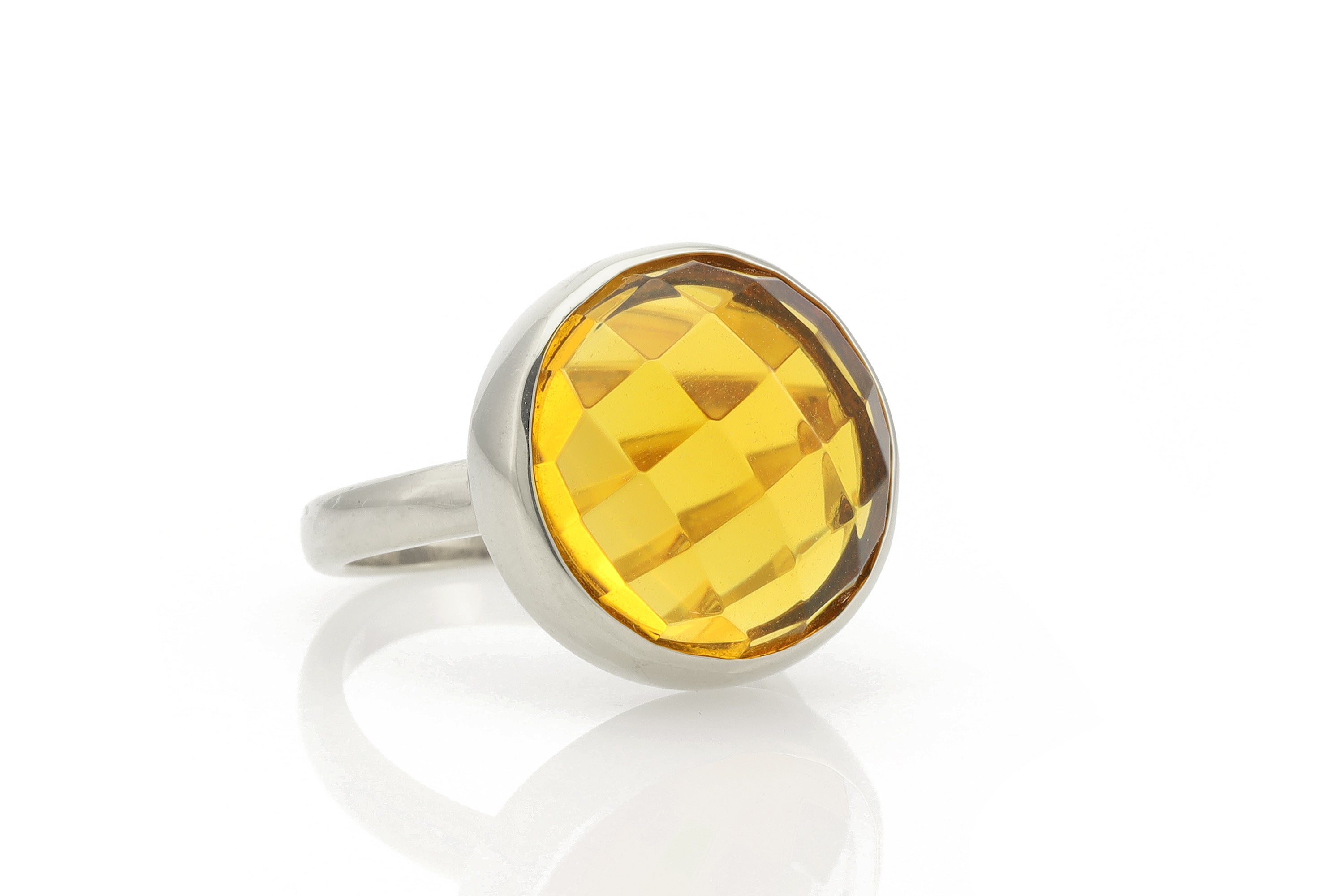 925 Sterling Silver Citrine Statement Bezel Set Ring Rings Anemone Limited
