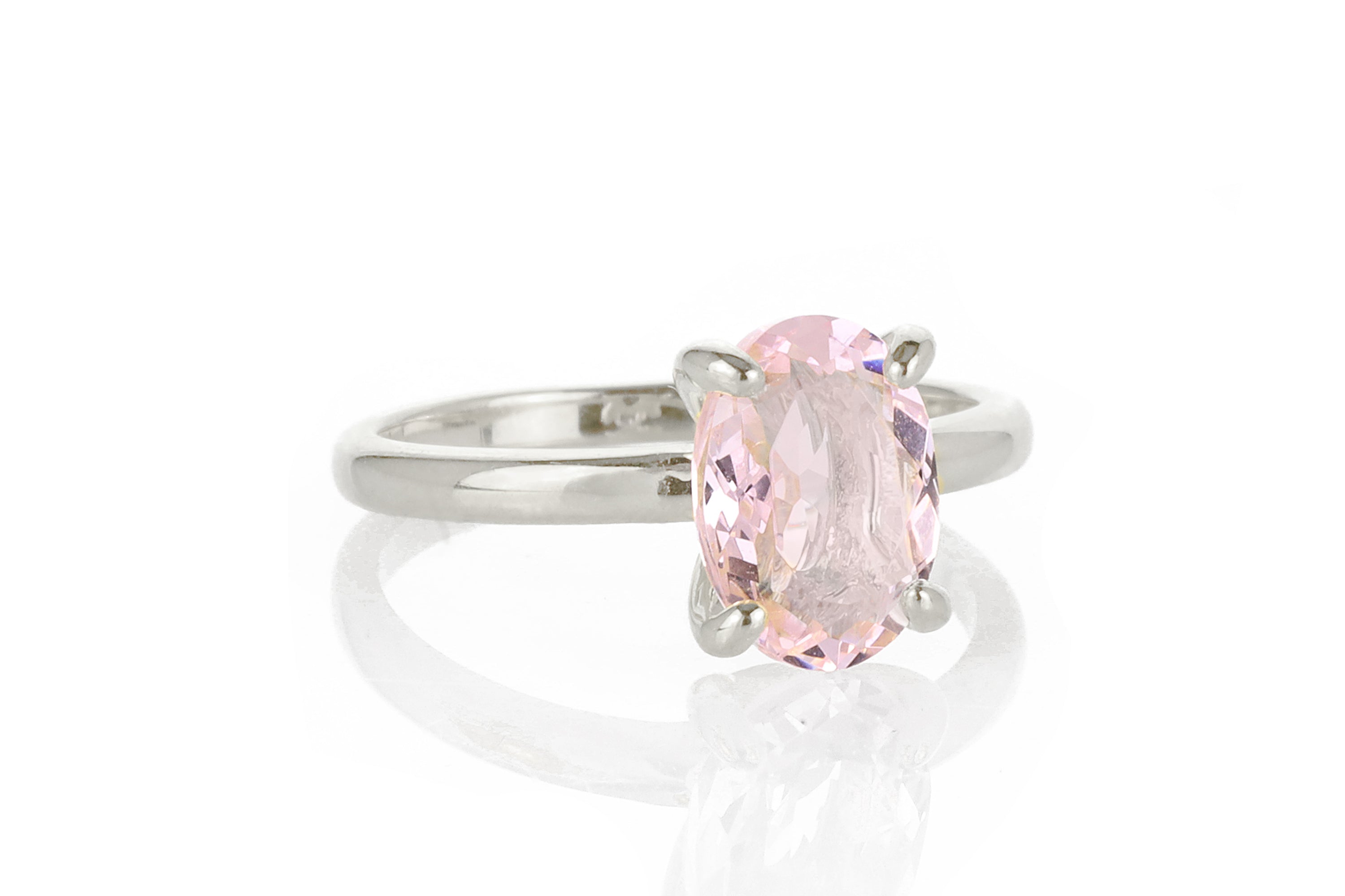 Rose Quartz Oval Cut Silver Ring Rings Anemone Unique